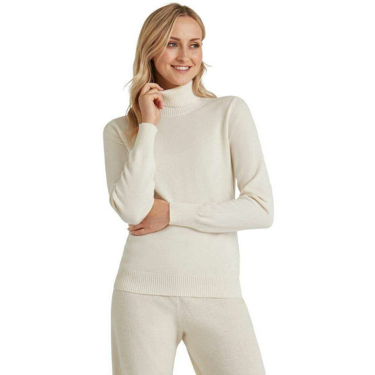 Falke Pure Cashmere Roll Neck Sweater - Off White - Image 2