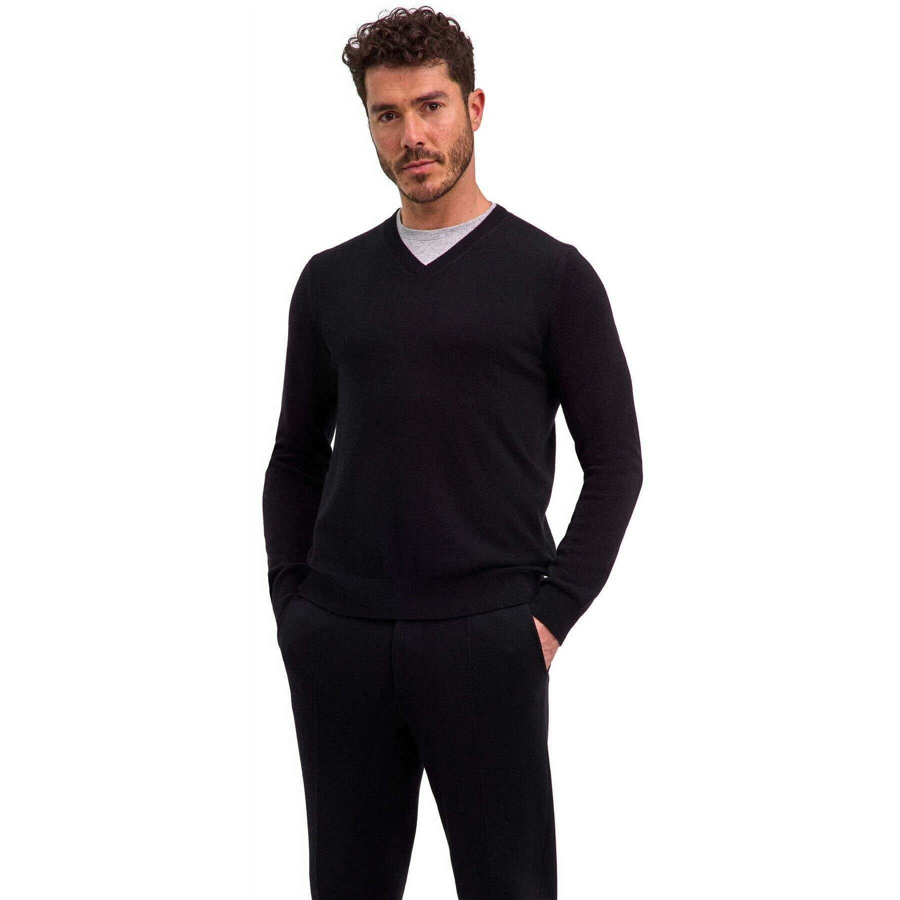 Falke Pure Cashmere V-Neck Sweater - Black - Image 2