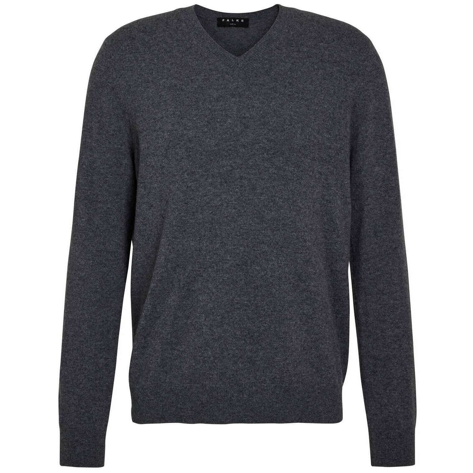 Falke Pure Cashmere V-Neck Sweater - Dark Grey Heather