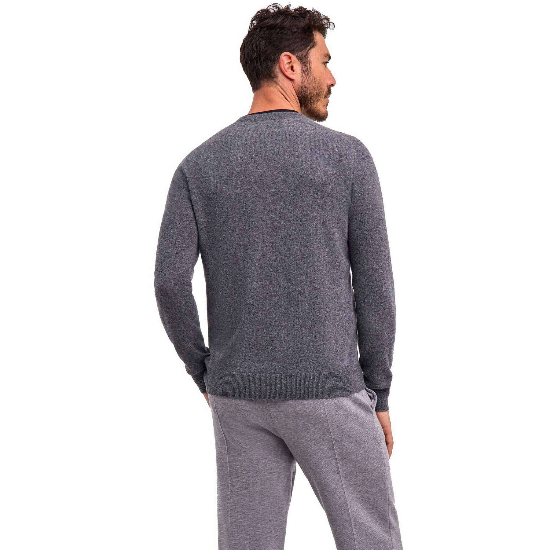 Falke Pure Cashmere V-Neck Sweater - Dark Grey Heather - Image 3