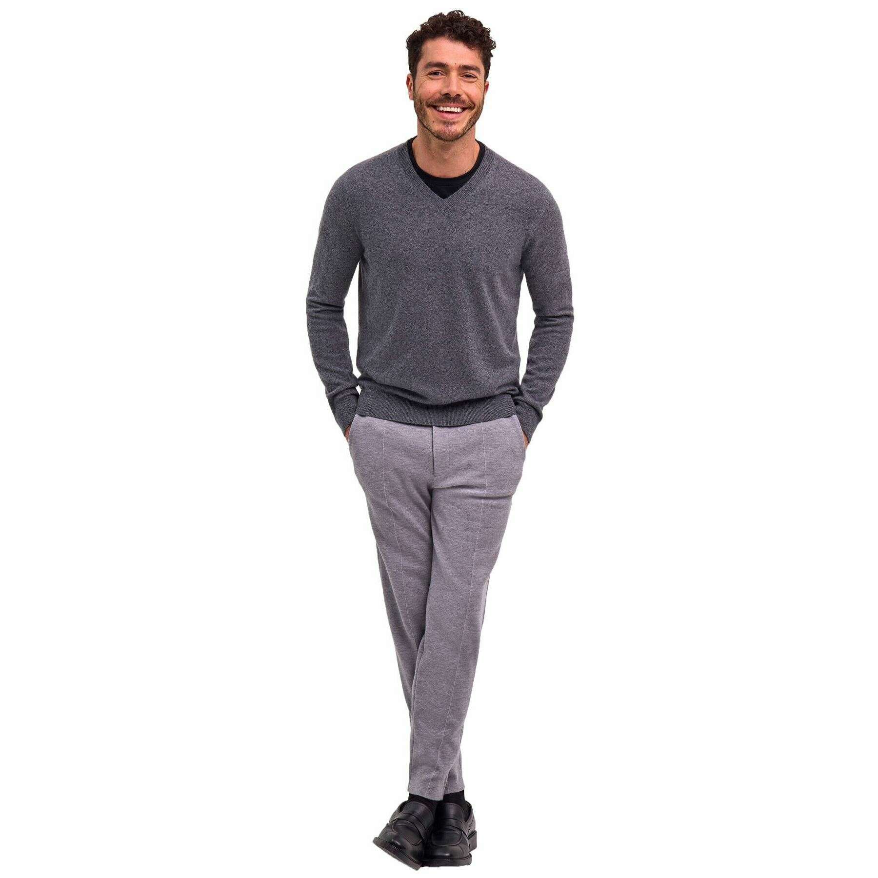 Falke Pure Cashmere V-Neck Sweater - Dark Grey Heather - Image 6