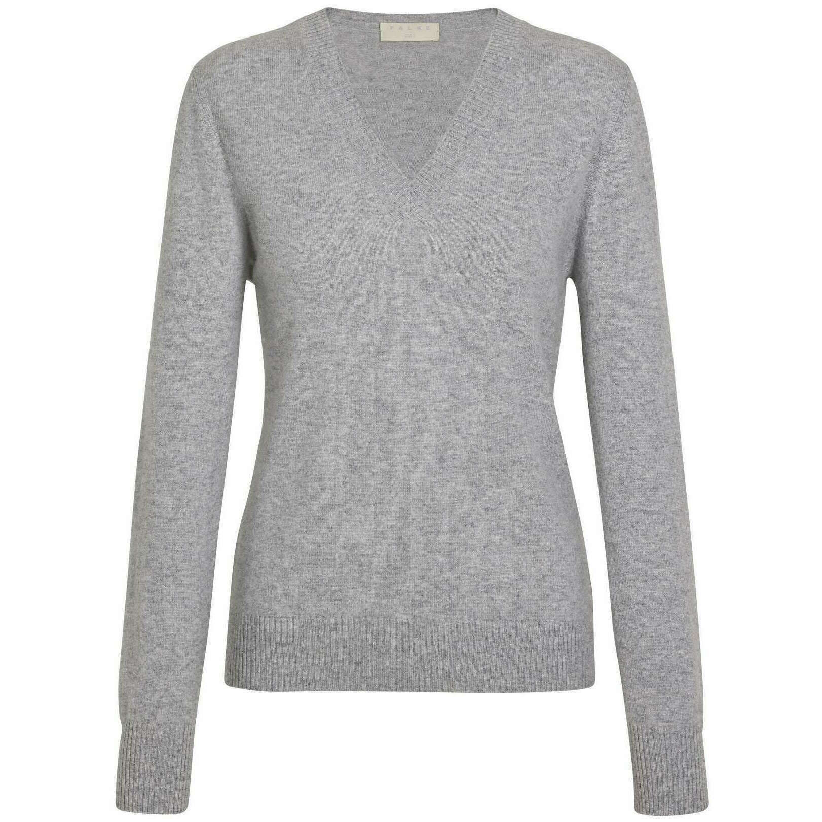 Falke Pure Cashmere V-Neck Sweater - Heather Grey