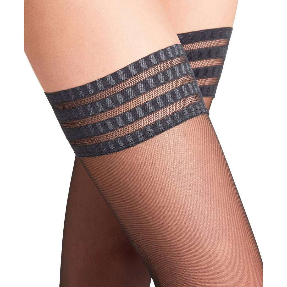 Falke Pure Matt 20 Denier Stay Up Stockings - Black - Image 6