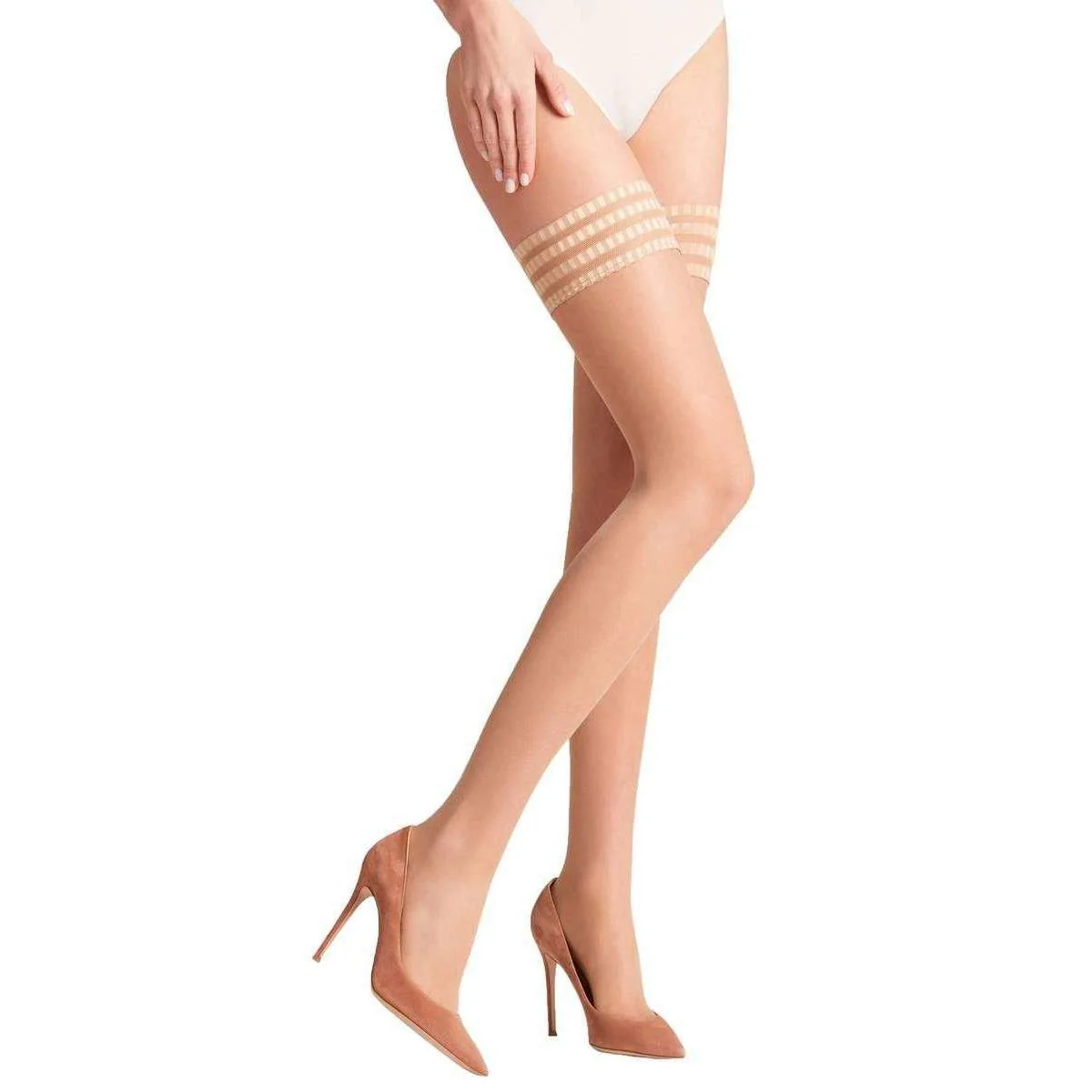 Falke Pure Matt 20 Denier Stay Up Stockings - Golden Tan - Image 3