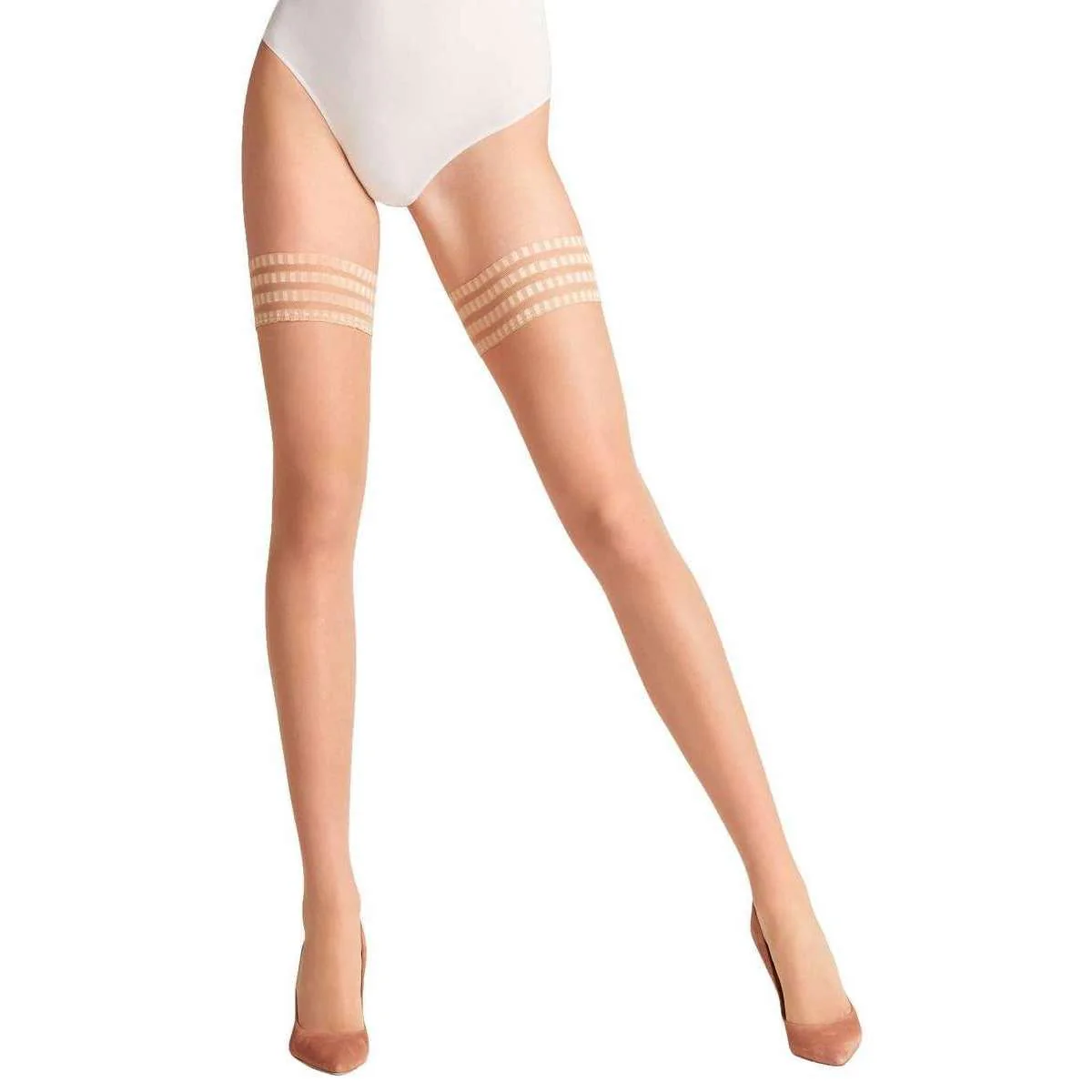 Falke Pure Matt 20 Denier Stay Up Stockings - Golden Tan - Image 4