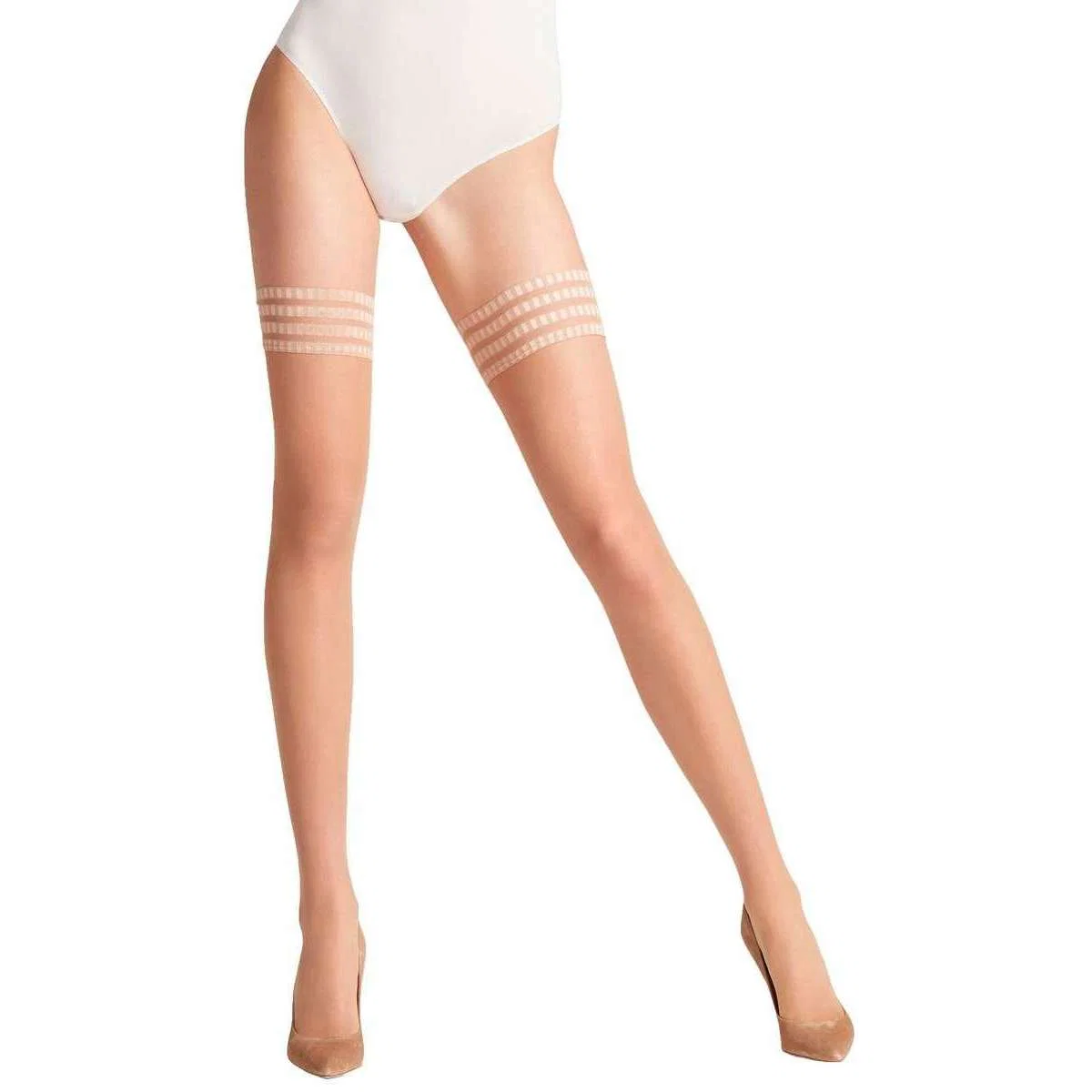 Falke Pure Matt 20 Denier Stay Up Stockings - Powder Tan - Image 4