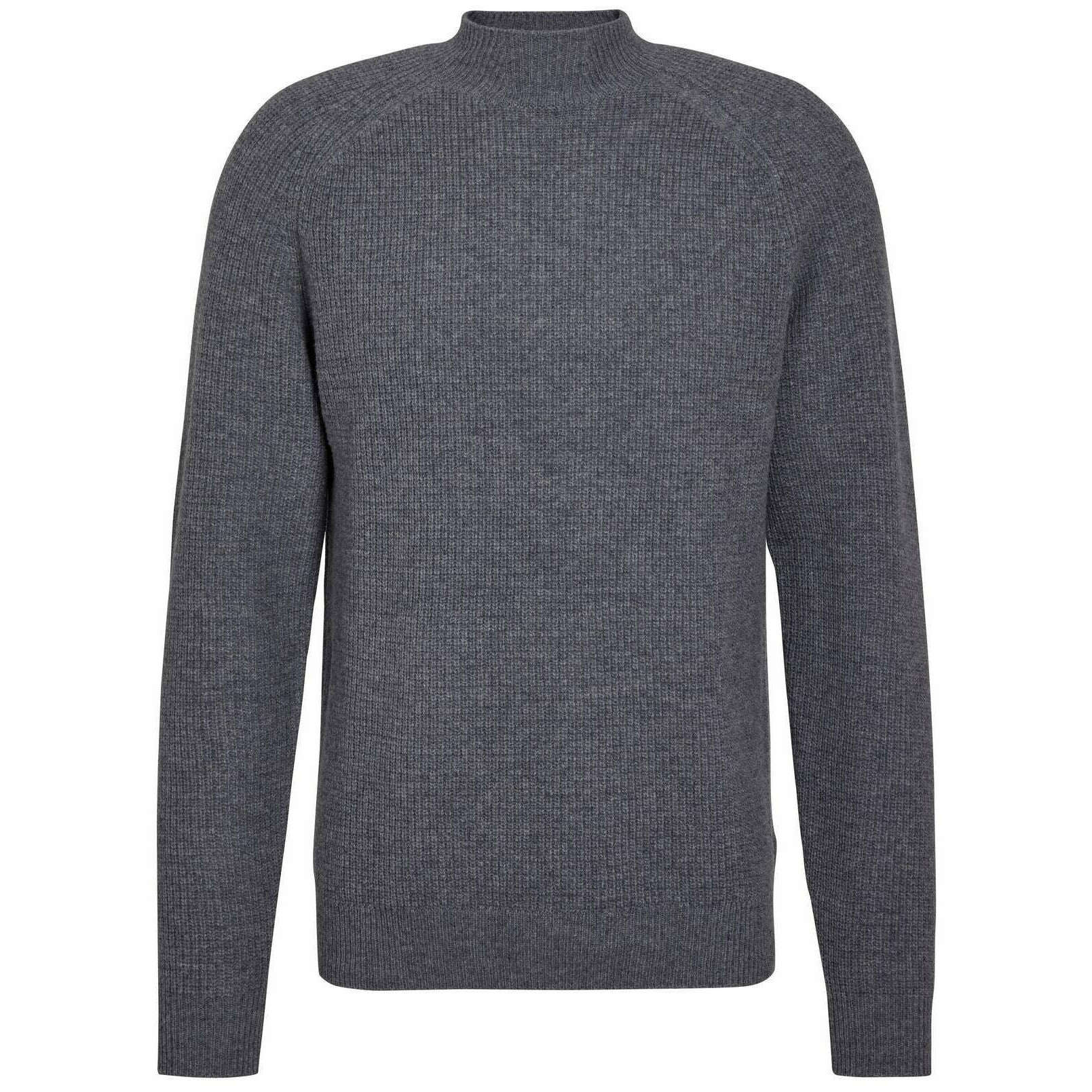 Falke Ribbed Lambswool Mock Neck Sweater - Grey Mel