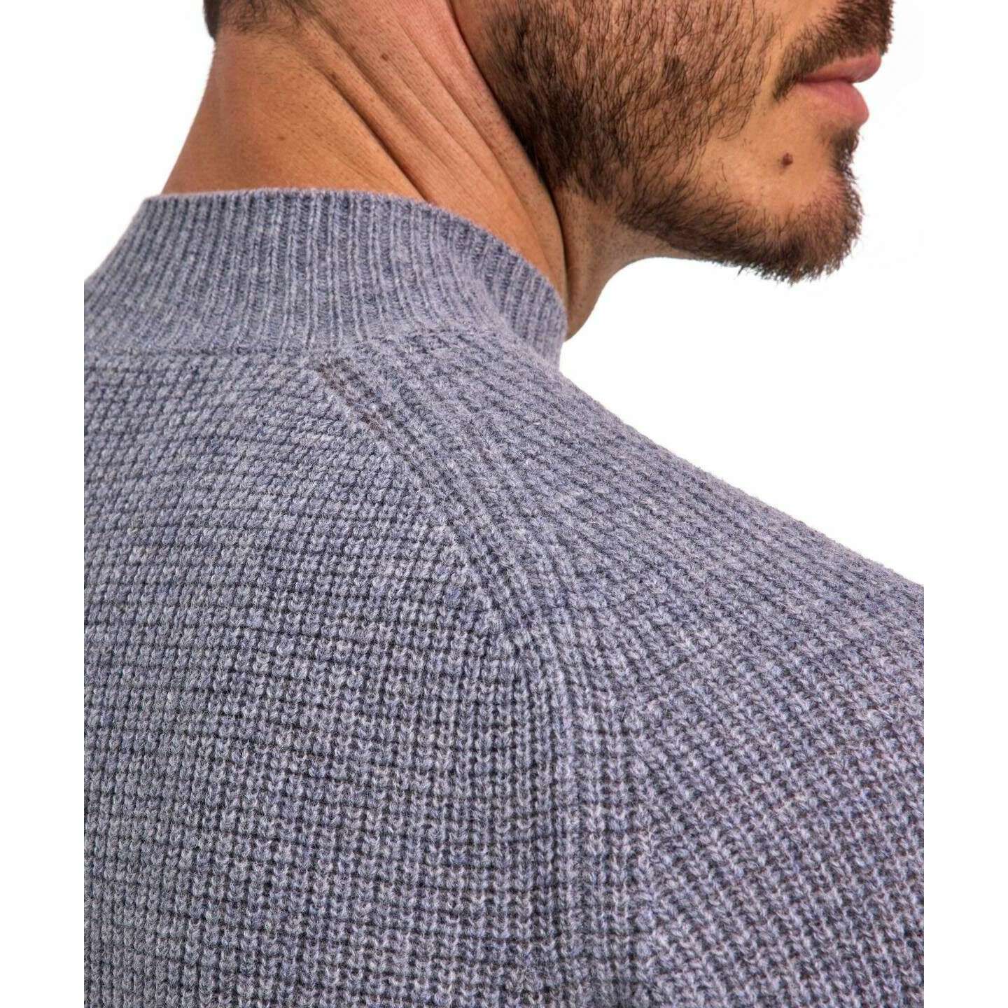 Falke Ribbed Lambswool Mock Neck Sweater - Grey Mel - Image 5