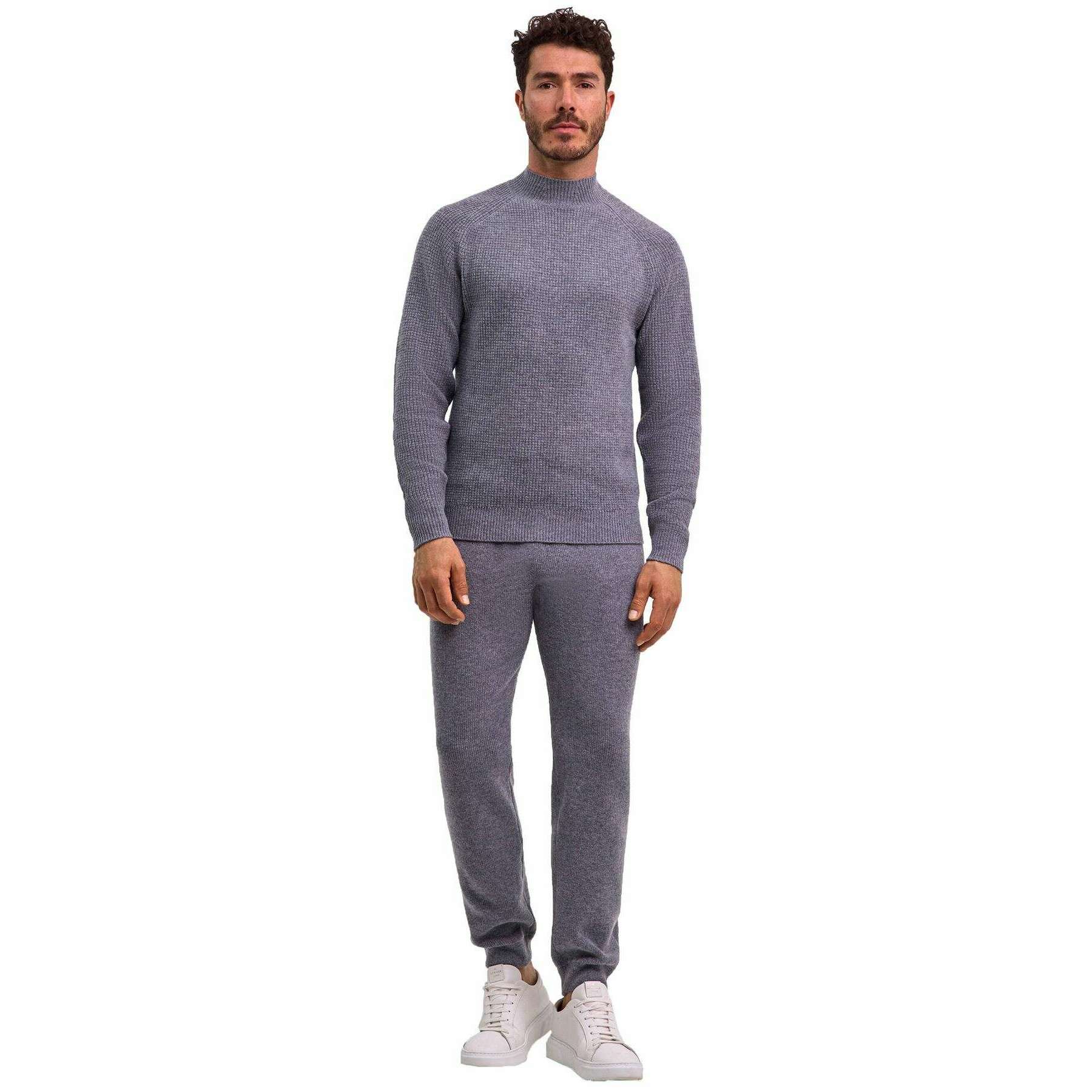 Falke Ribbed Lambswool Mock Neck Sweater - Grey Mel - Image 6