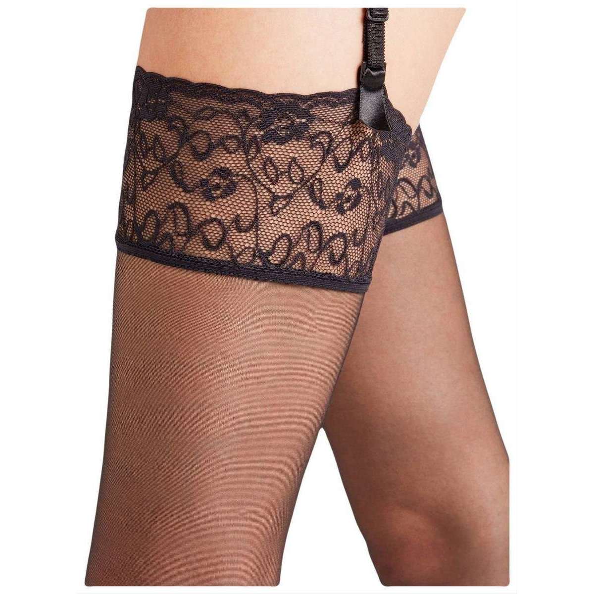 Falke Seidenglatt 15 Den Hold Up Transparent Stockings - Black - Image 2