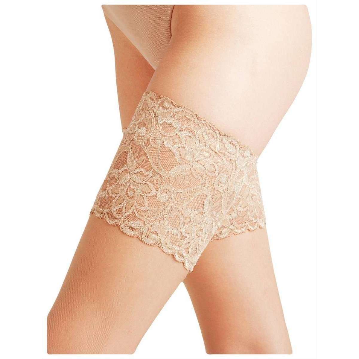 Falke Seidenglatt 15 Den Stay Up Transparent Floral Stockings - Powder Beige - Image 4