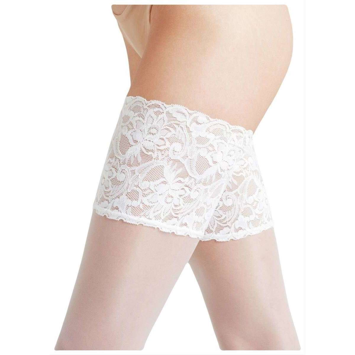 Falke Seidenglatt 15 Den Stay Up Transparent Floral Stockings - White - Image 5