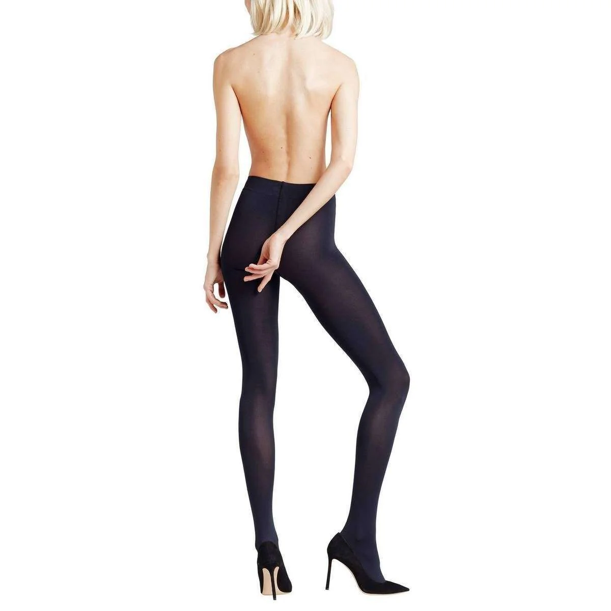 Falke Seidenglatt 80 Den Opaque Shining Tights - Marine Navy - Image 2