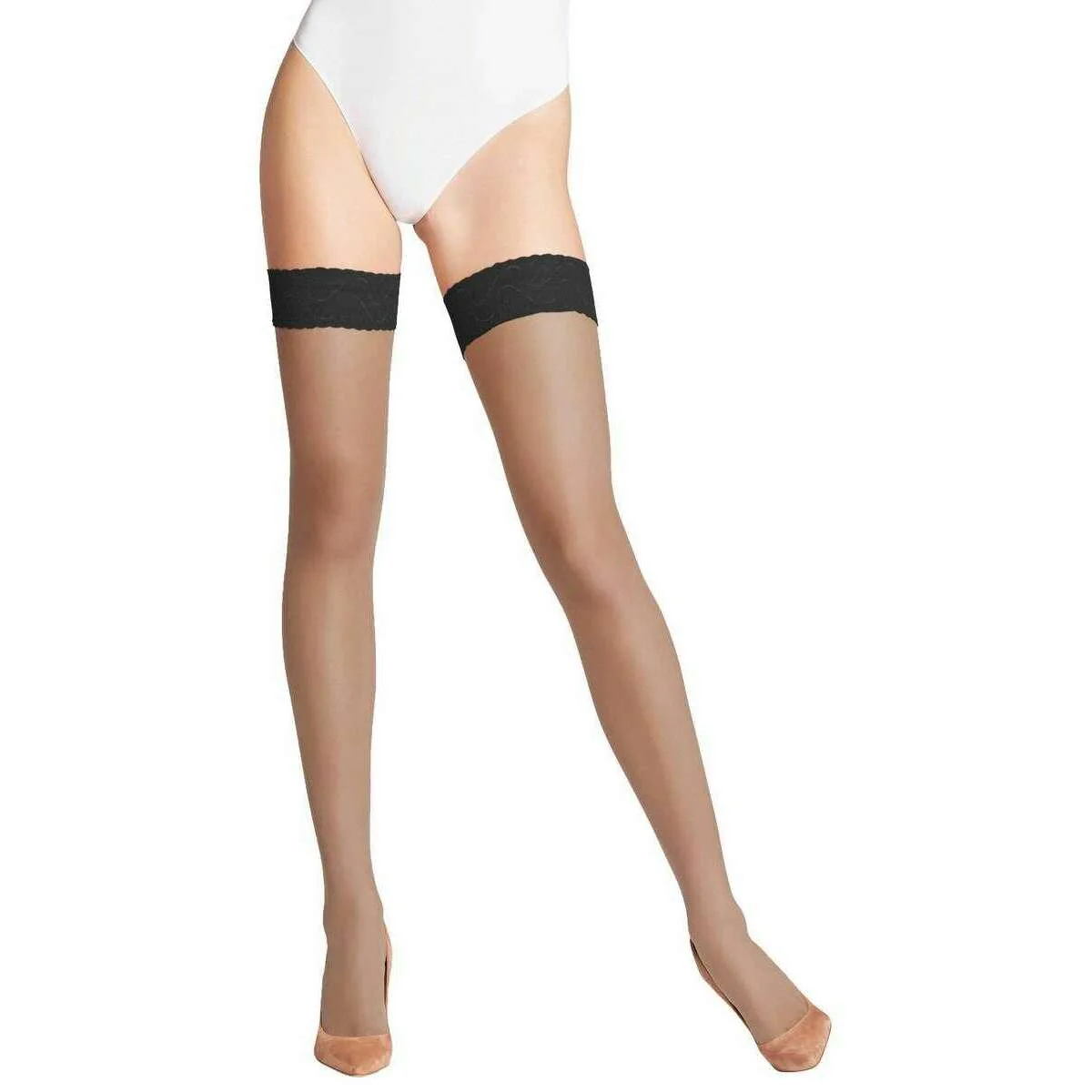 Falke Shelina 12 Denier Stay Up Stockings - Black - Image 4