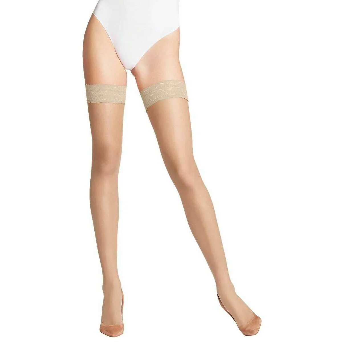 Falke Shelina 12 Denier Stay Up Stockings - Champagne White - Image 4