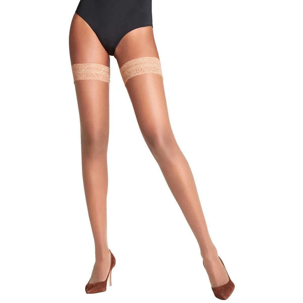 Falke Shelina 12 Denier Stay Up Stockings - Espresso Brown - Image 4