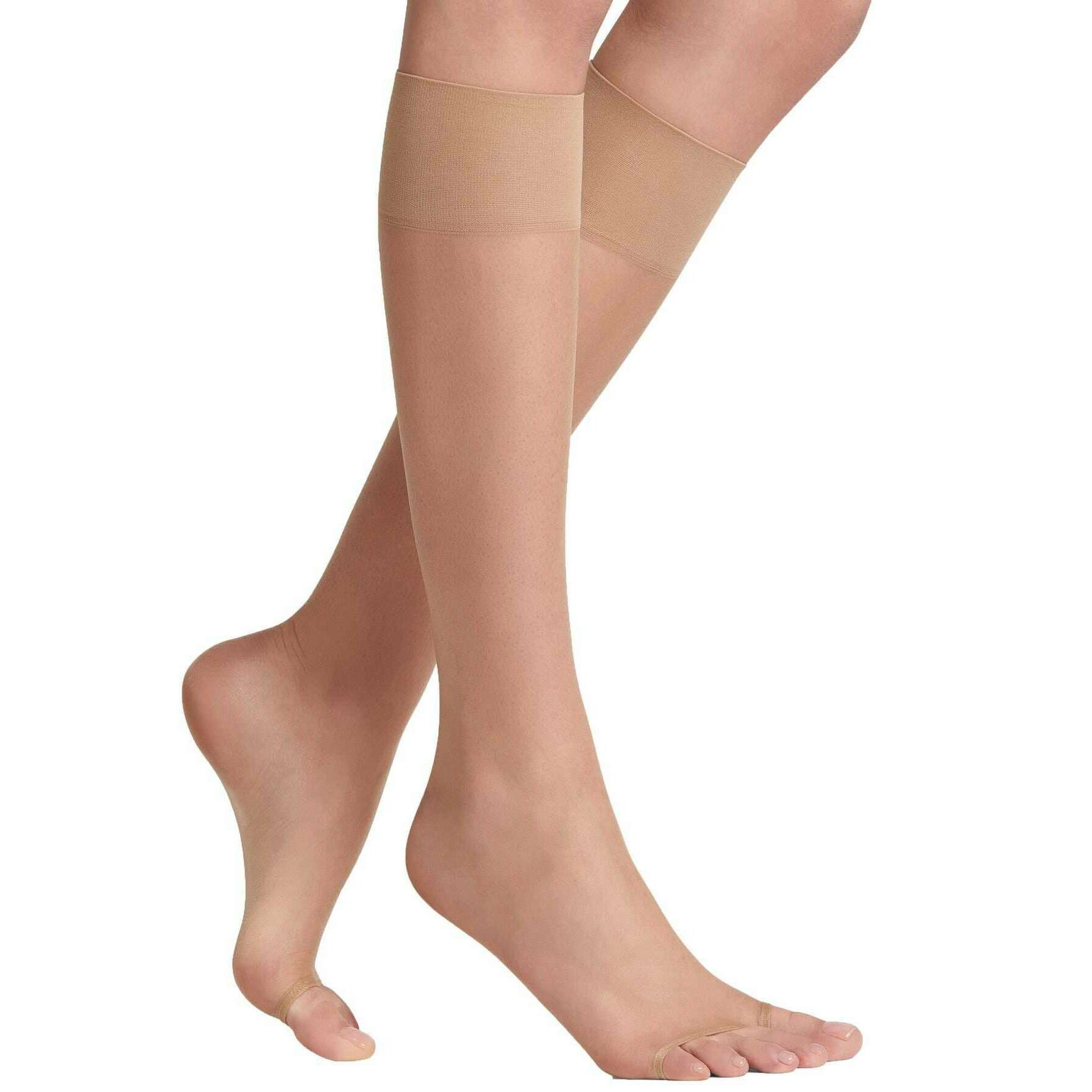 Falke Shelina 12 Denier Toeless Knee High Socks - Brasil Beige - Image 2