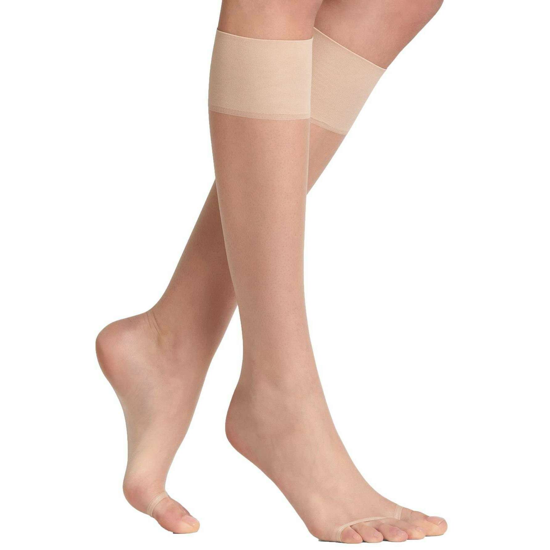 Falke Shelina 12 Denier Toeless Knee High Socks - Crystal Brown - Image 2