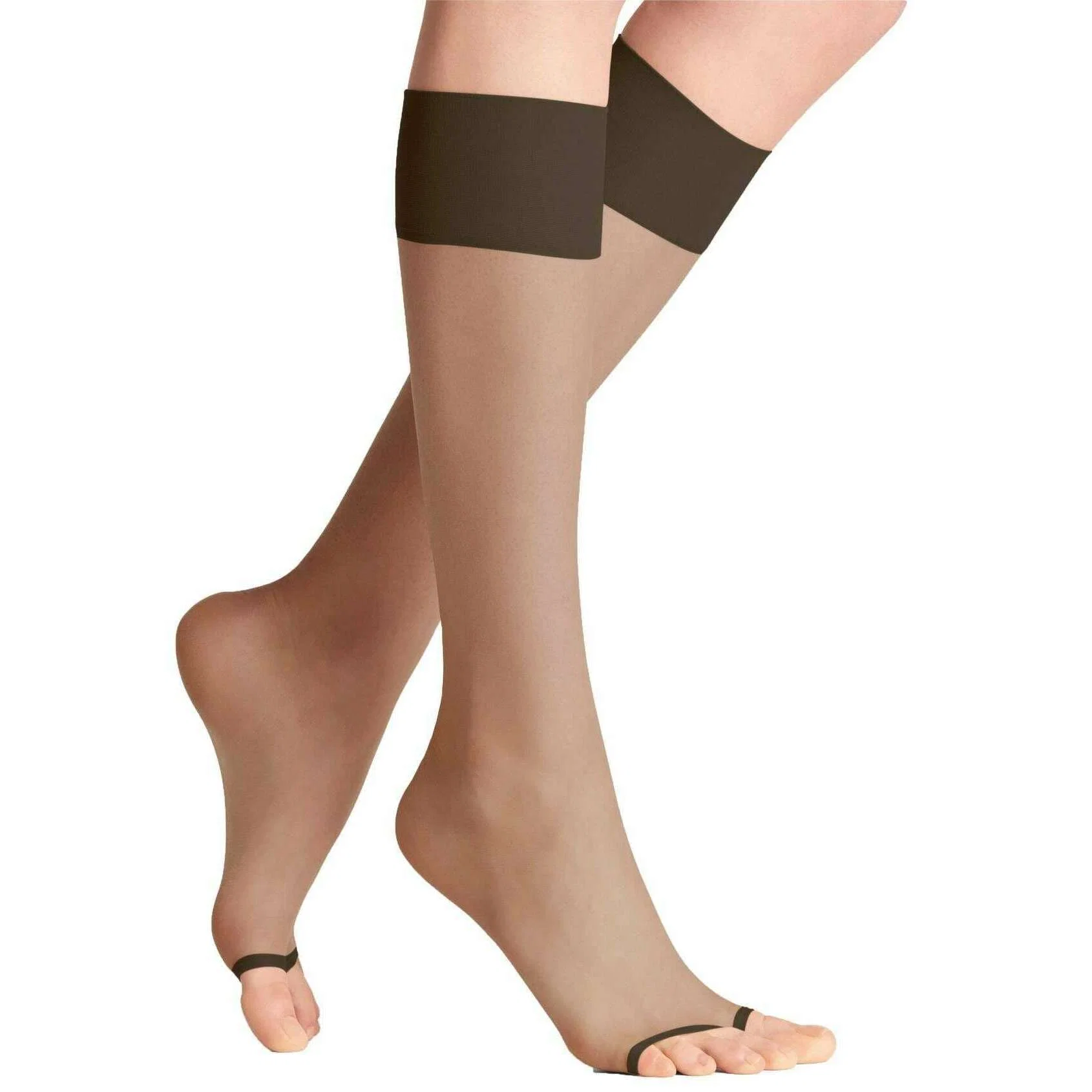 Falke Shelina 12 Denier Toeless Knee High Socks - Espresso Brown - Image 2