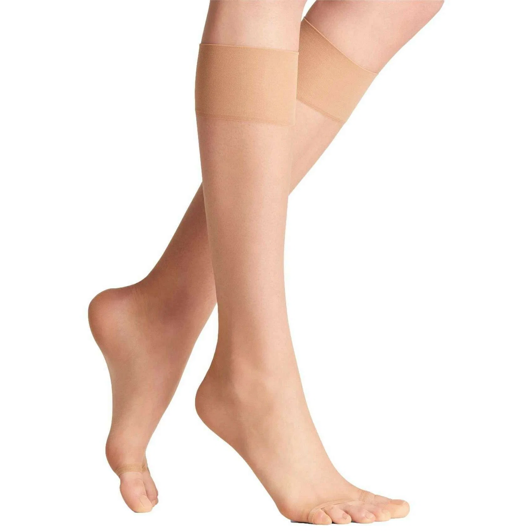 Falke Shelina 12 Denier Toeless Knee High Socks - Powder Beige - Image 2