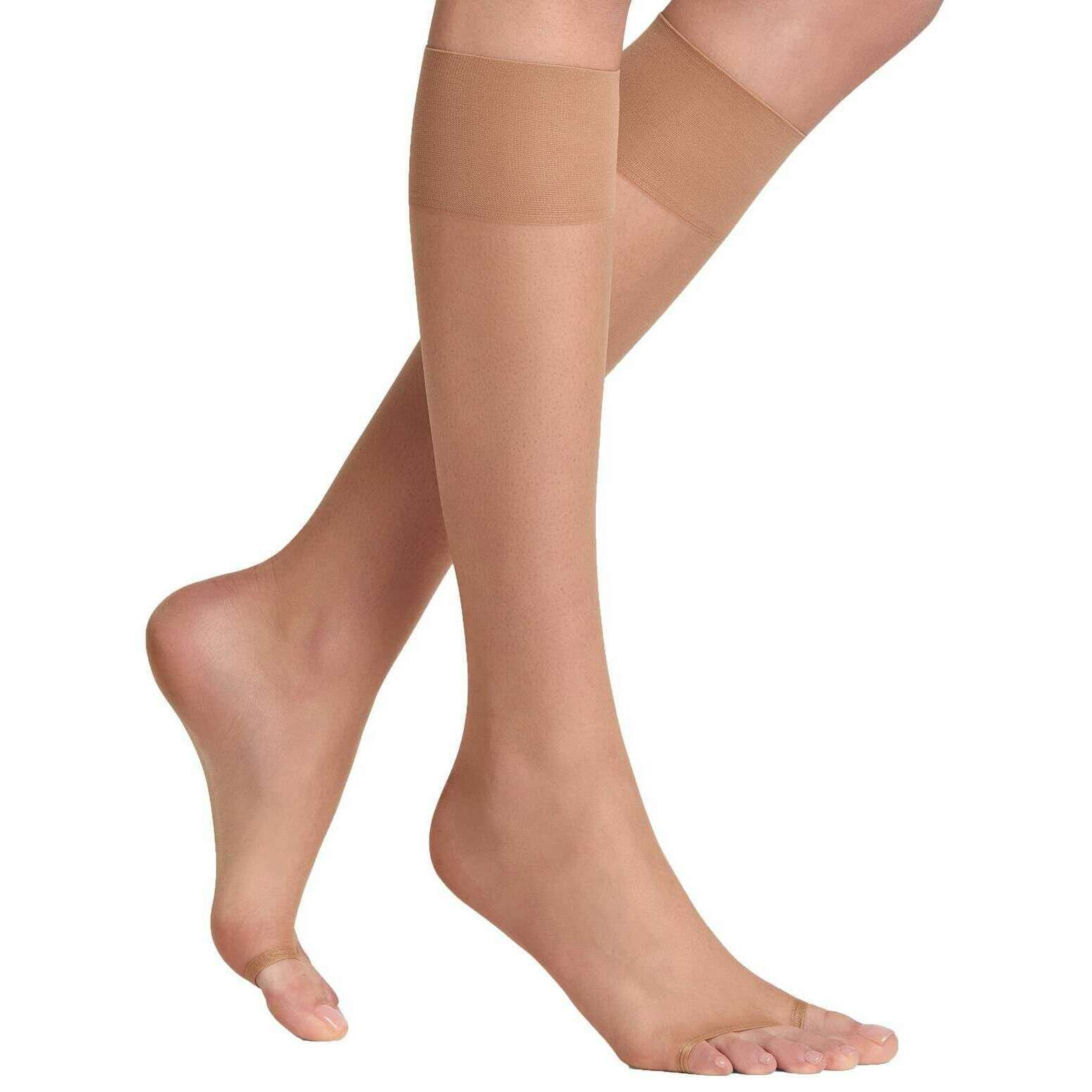Falke Shelina 12 Denier Toeless Knee High Socks - Sun Beige - Image 2
