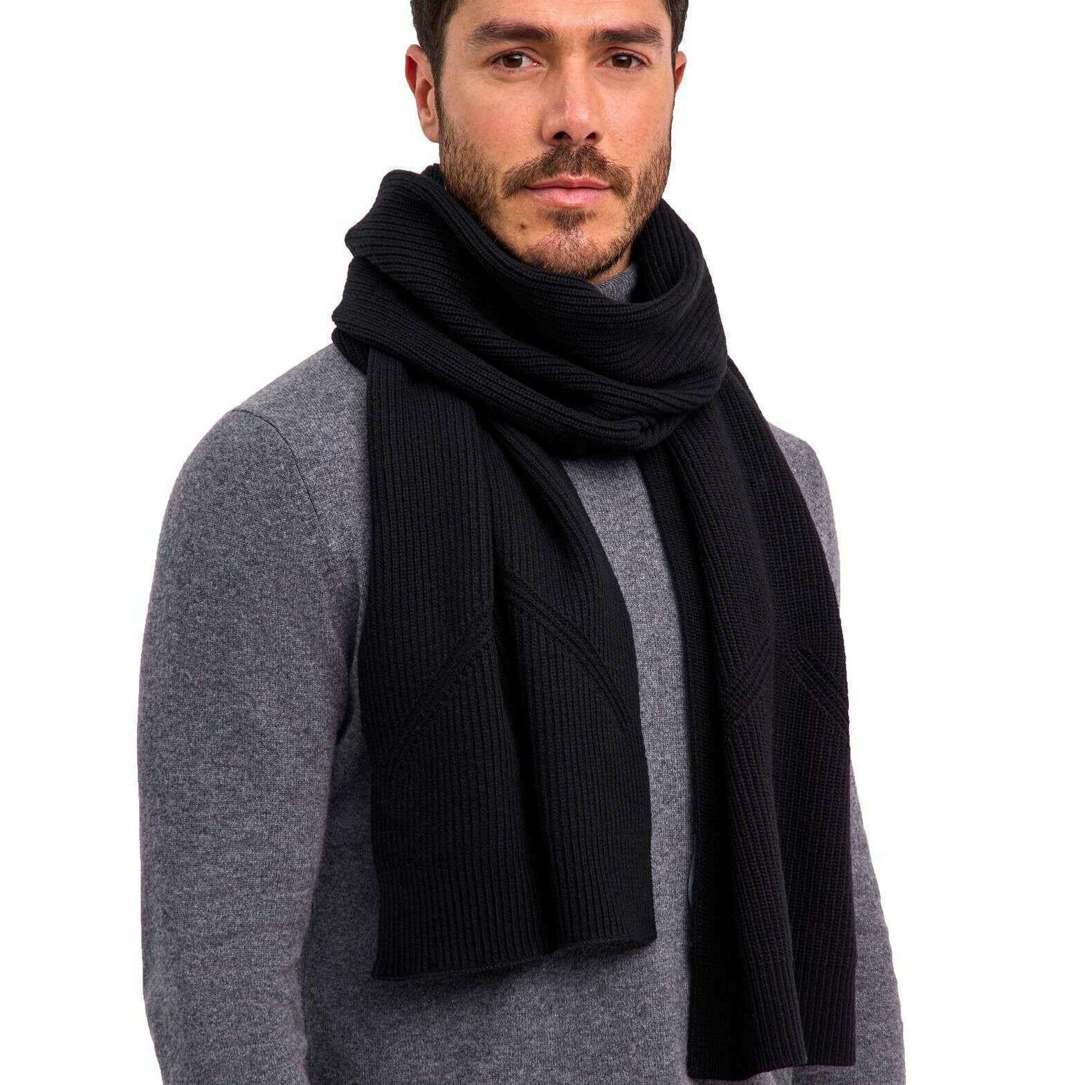 Falke Structured Lambswool Scarf - Black - Image 3
