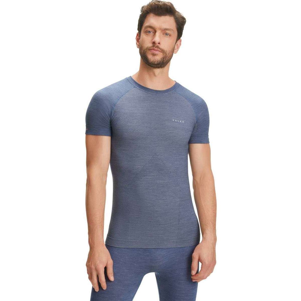 Falke Wool Tech Light Short Sleeve Sports T-Shirt - Captain Blue - Image 2