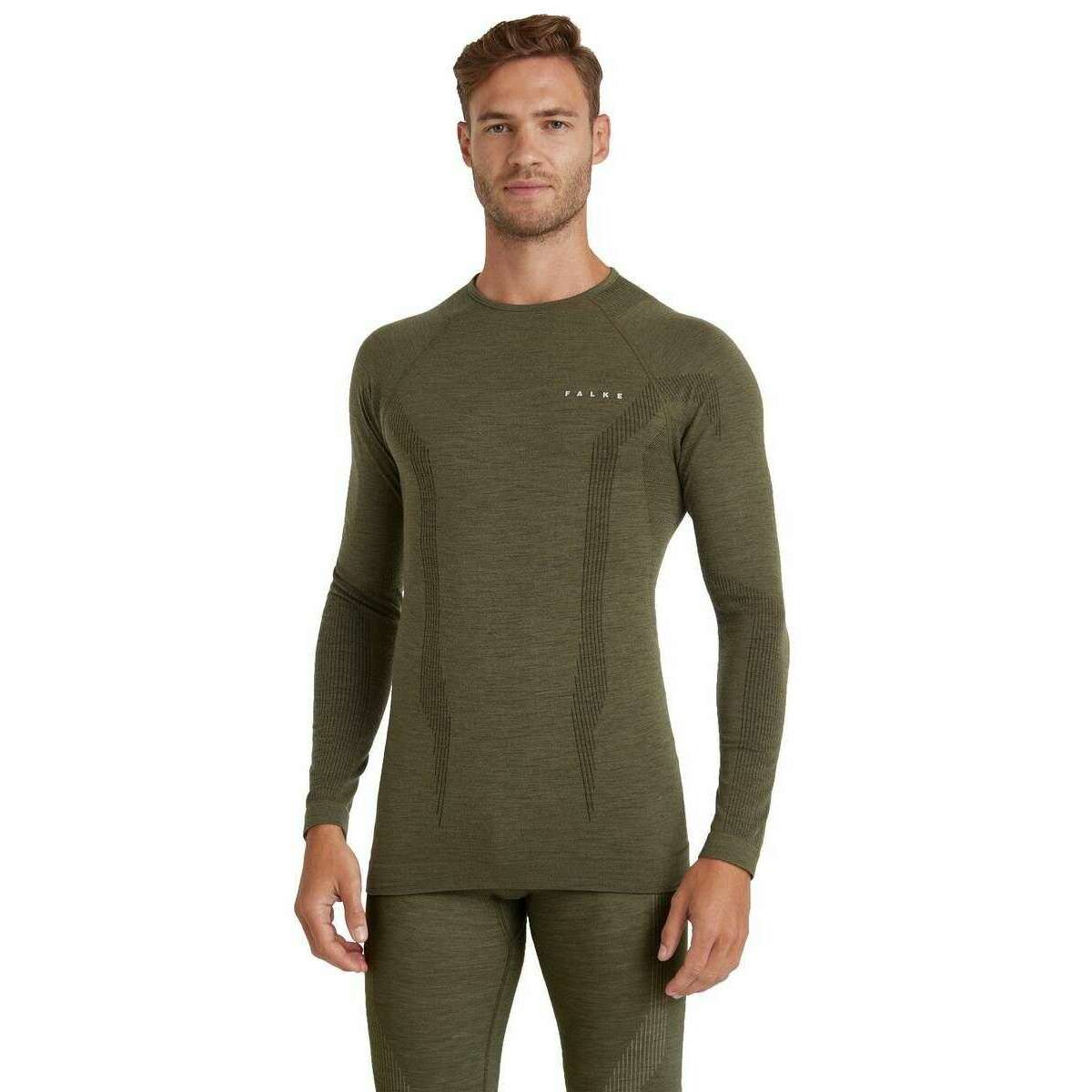 Falke Wool Tech Long Sleeve Shirt - Olive Green - Image 2