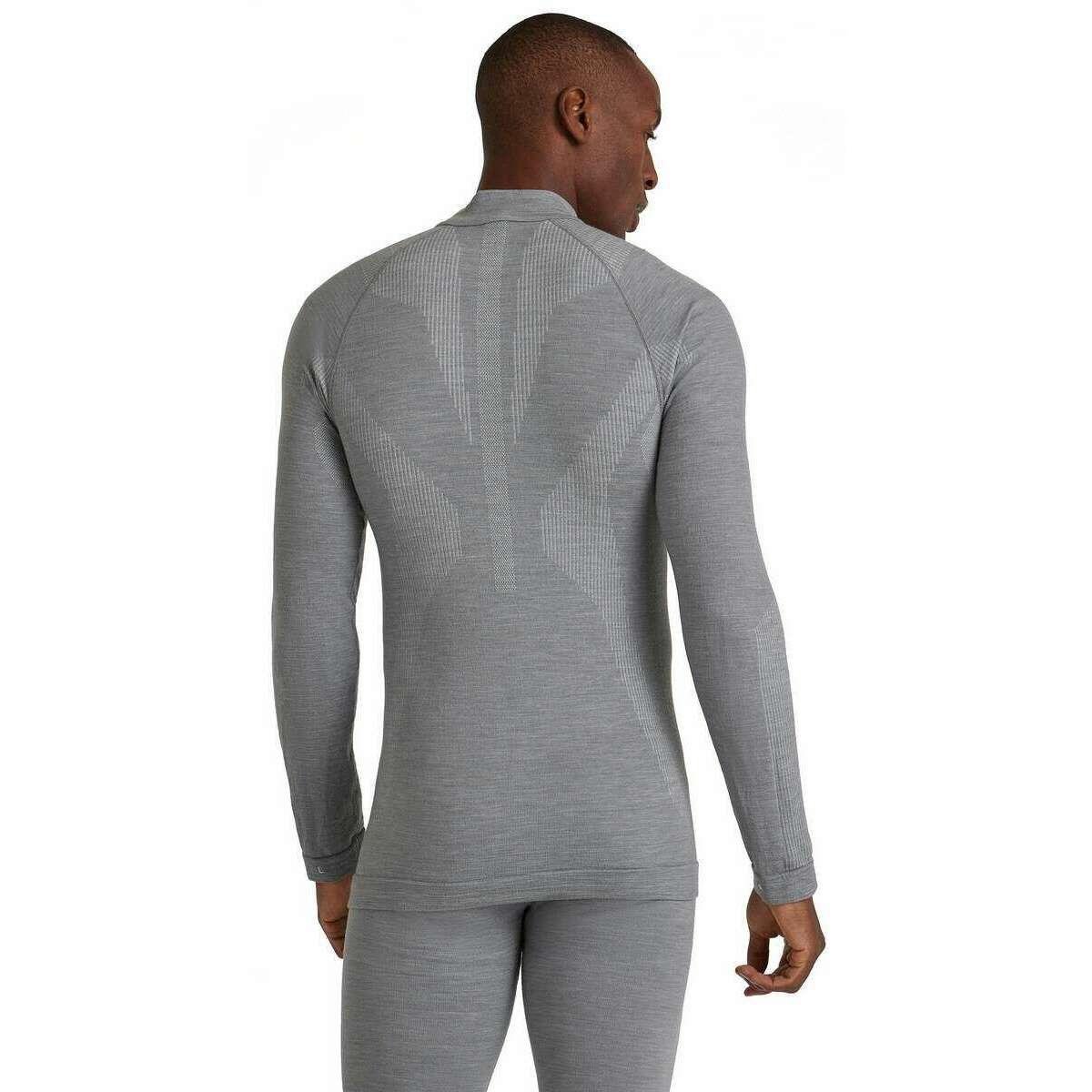 Falke Wool Tech Long Sleeve Zip Shirt - Grey Heather - Image 3