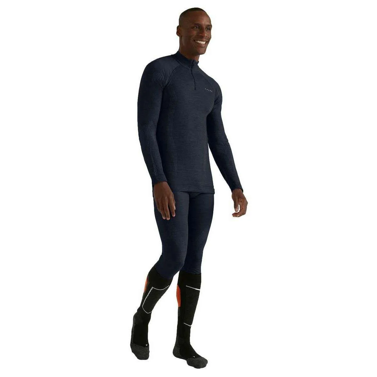 Falke Wool Tech Long Sleeve Zip Shirt - Space Blue - Image 3
