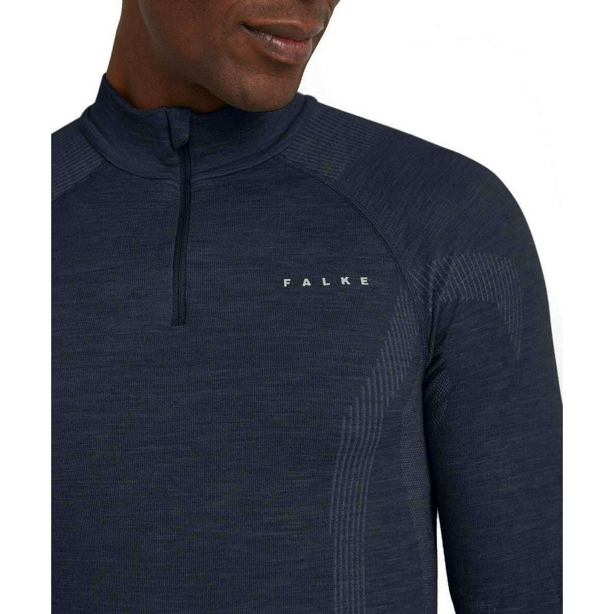 Falke Wool Tech Long Sleeve Zip Shirt - Space Blue - Image 4