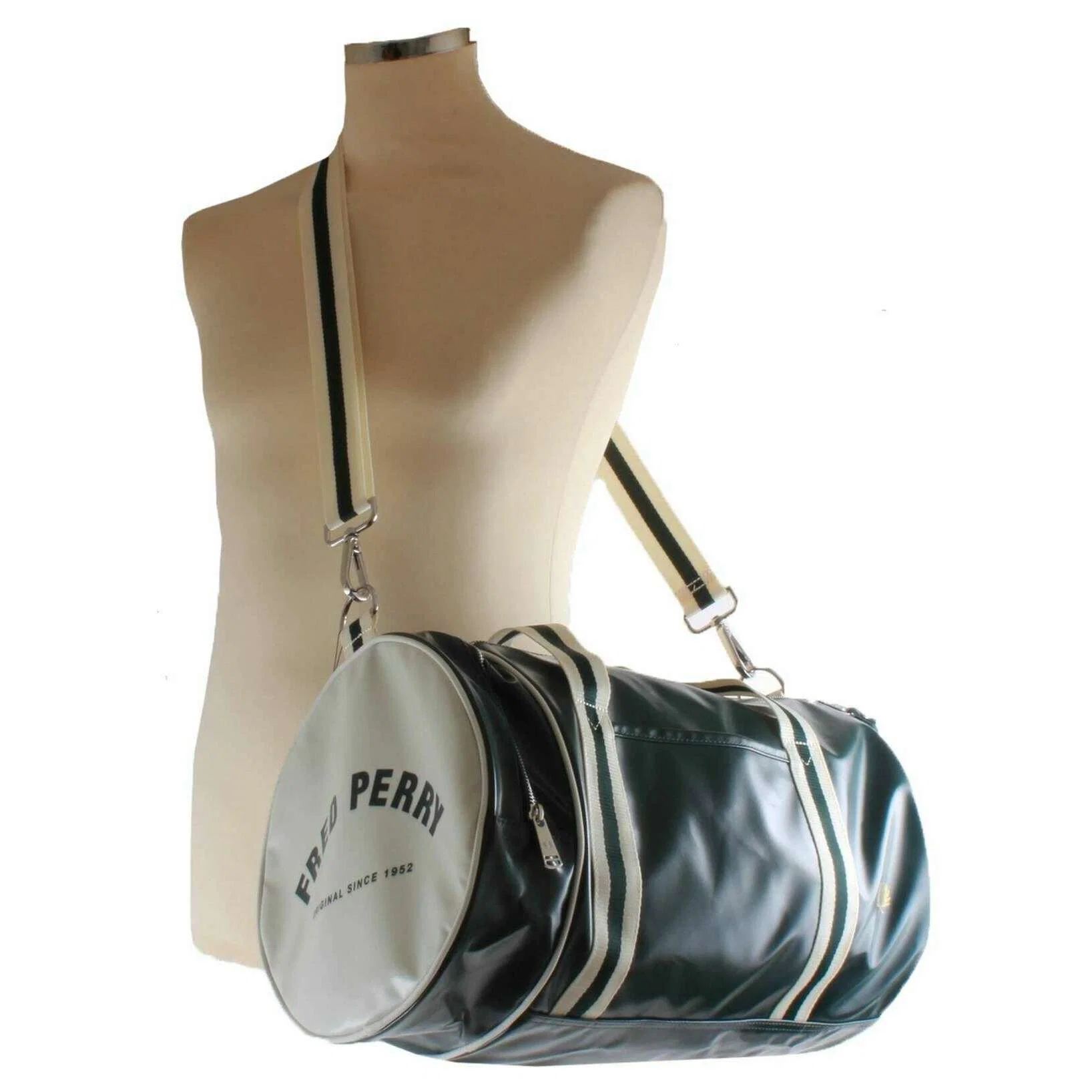 Fred Perry Classic Barrel Bag - Grassroots Green/Ecru Cream - Image 7