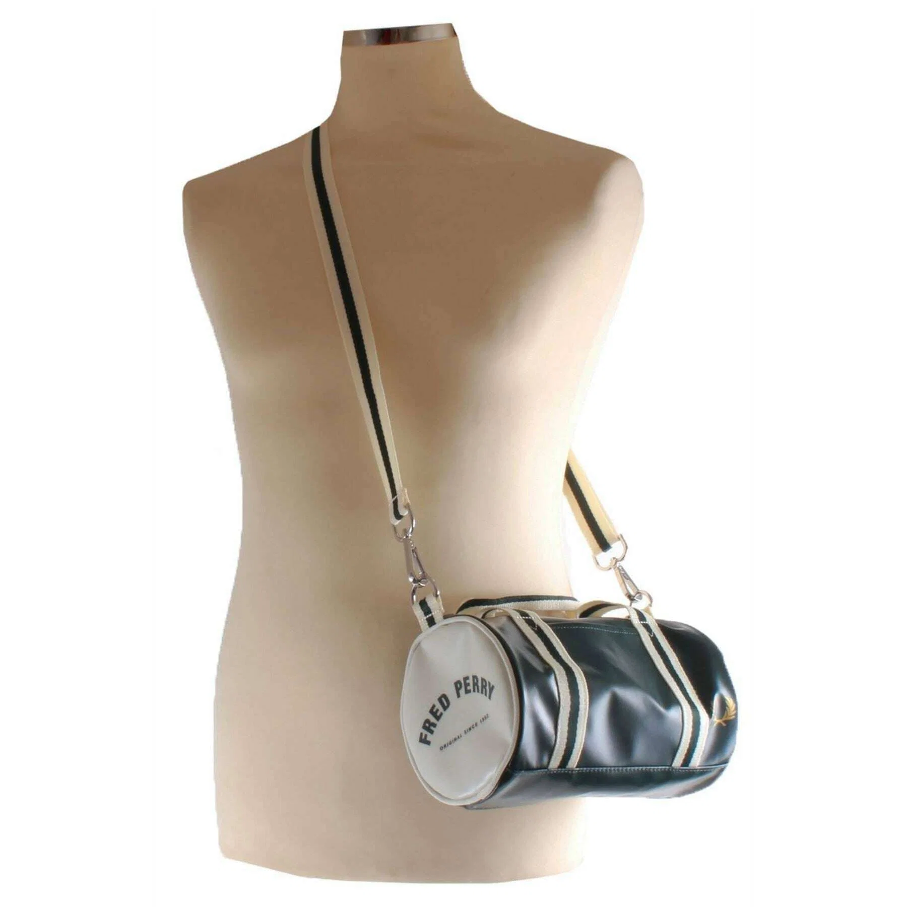 Fred Perry Mini Classic Barrel Bag - Grassroots Green/Ecru Cream - Image 7