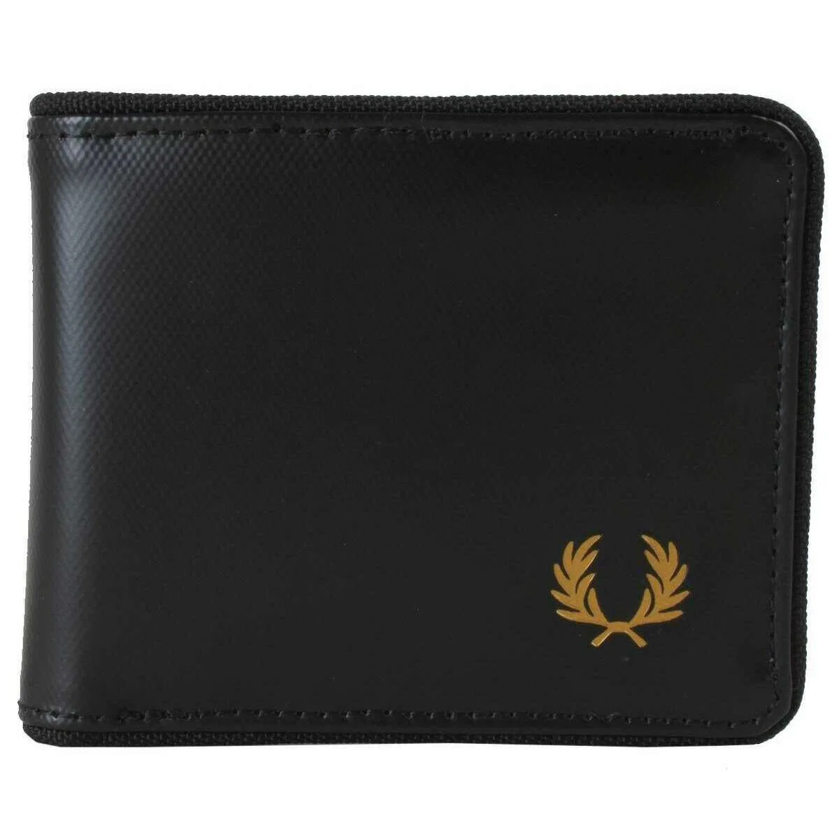 Fred Perry Tonal Billfold Wallet - Black/Gold - Image 2