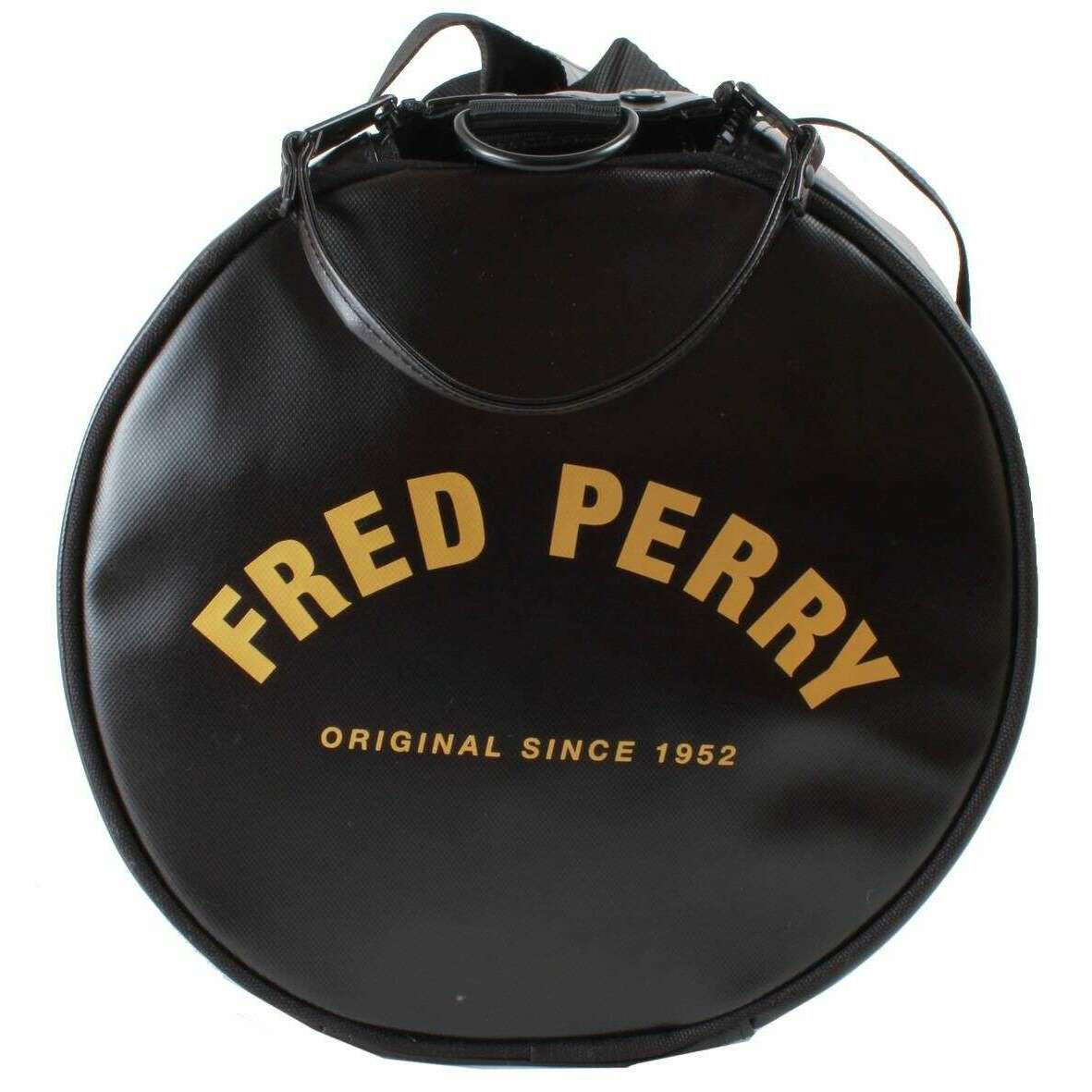 Fred Perry Tonal Classic Barrel Bag - Black/Gold - Image 2