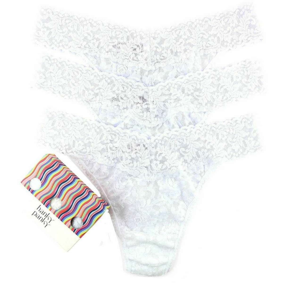 Hanky Panky Signature Lace 3 Pack Original Rise Thong - White - Image 3