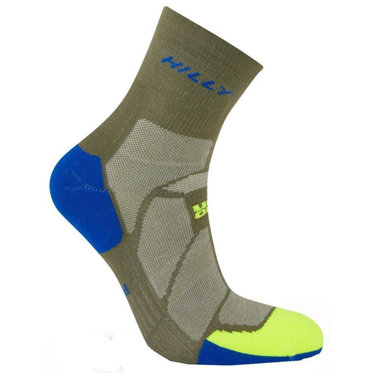 Hilly Marathon Fresh Anklet Socks - Olive Green/Fluo Yellow - Image 3