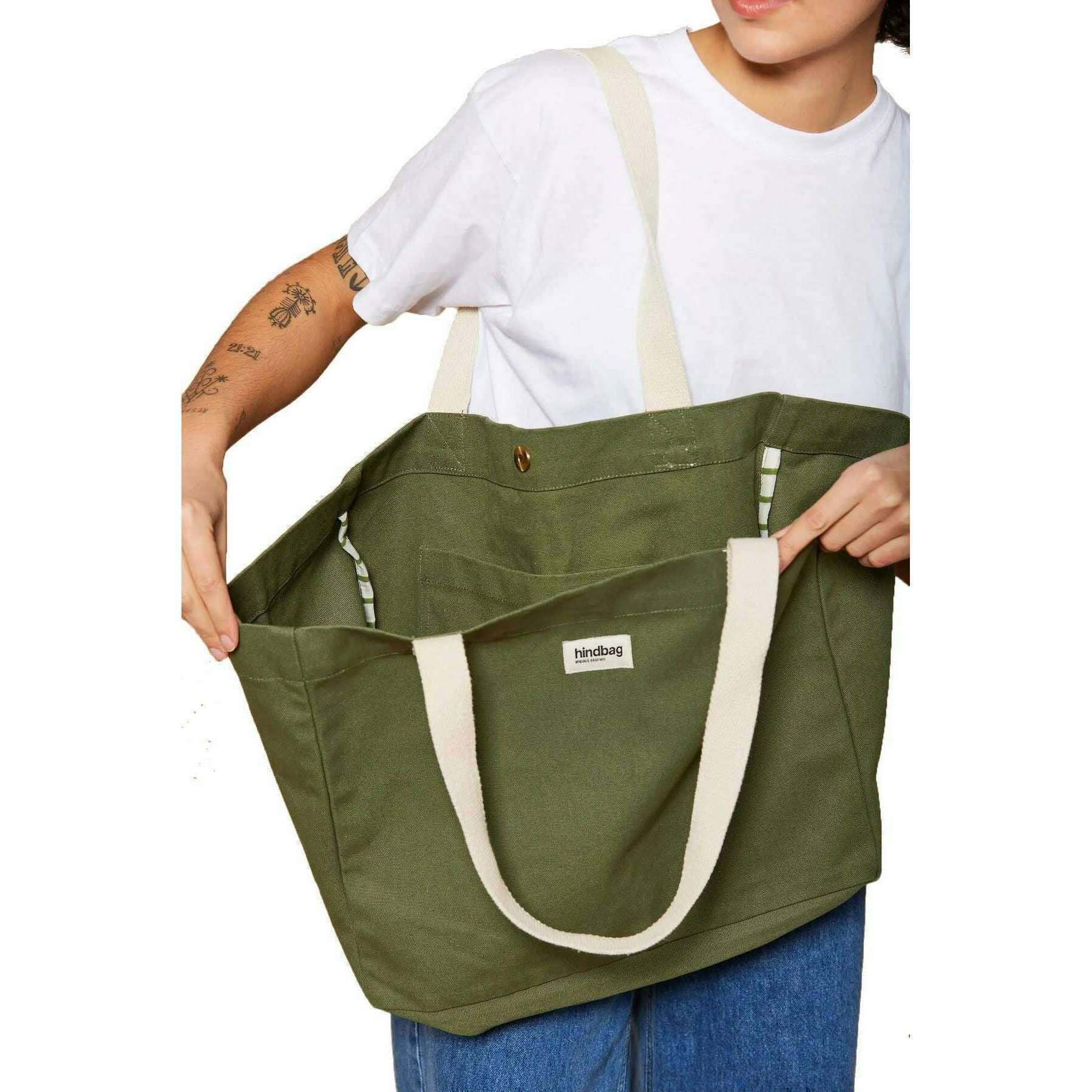 Hindbag Claude Beach Tote Bag - Olive Green - Image 3