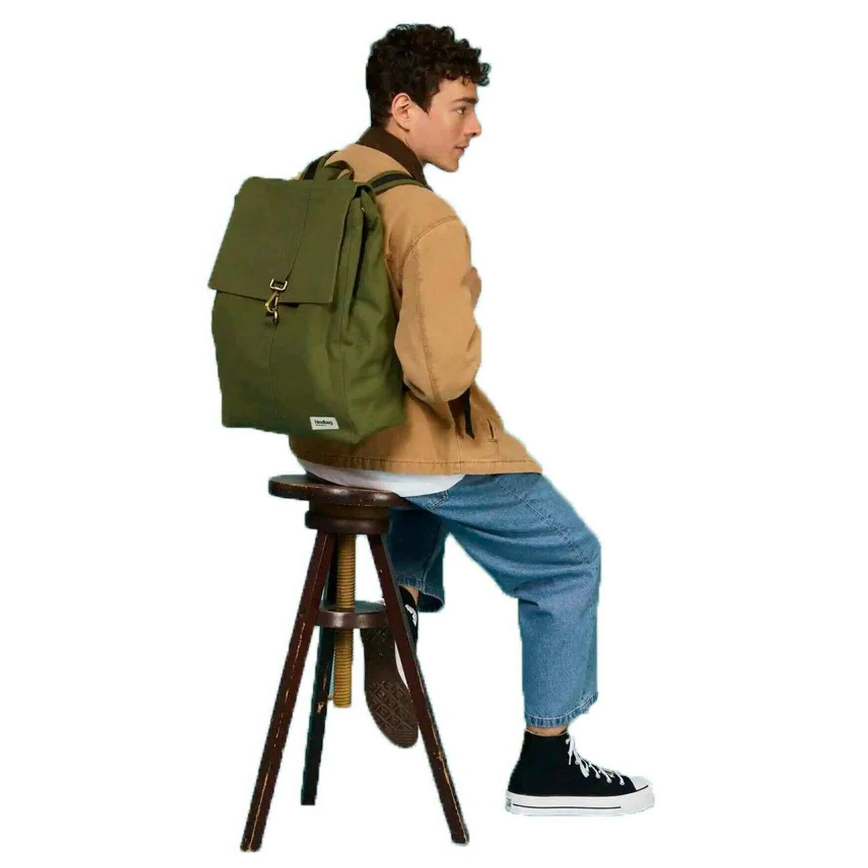 Hindbag Guillaume Flap Backpack - Olive Green - Image 2