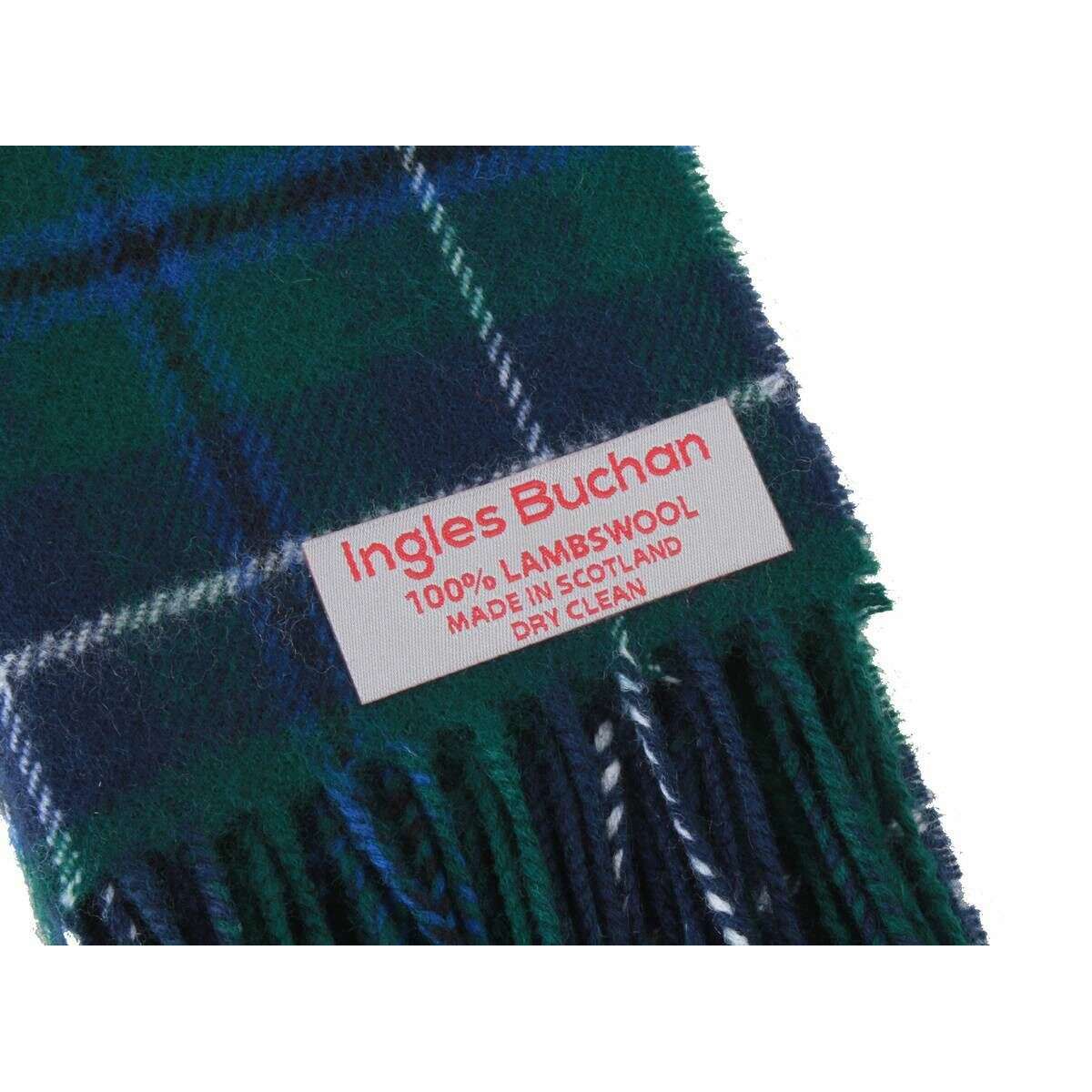 Ingles Buchan Douglas Modern Lambswool Scarf - Navy Blue/Green/White - Image 4