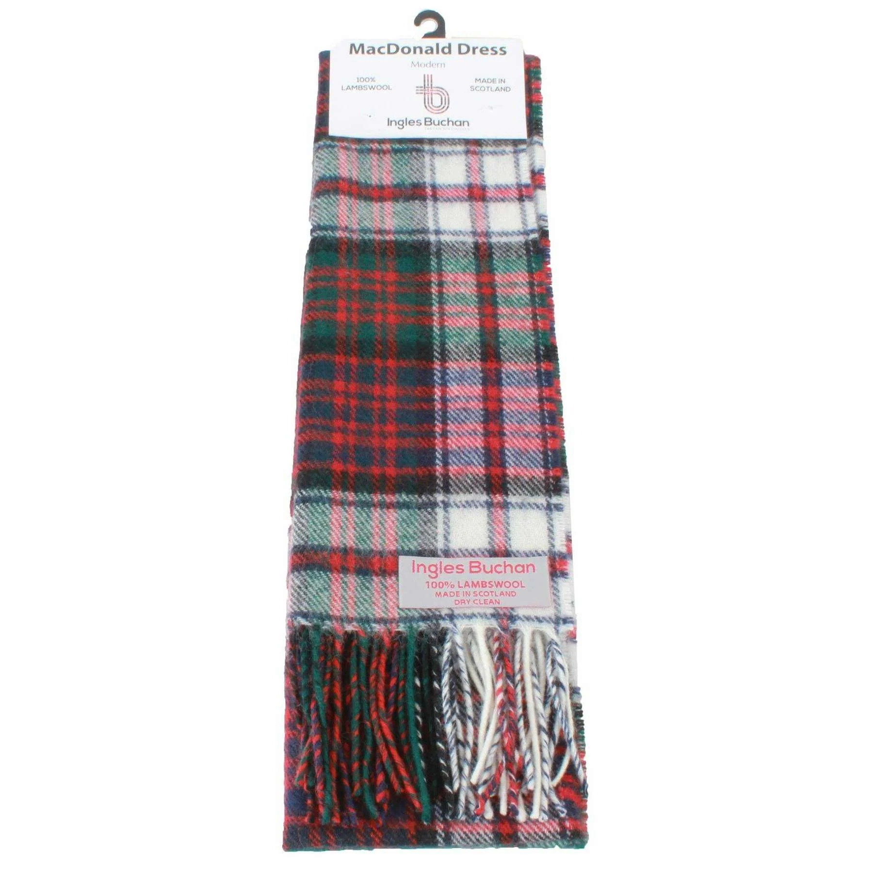 Ingles Buchan Macdonald Dress Modern Lambswool Scarf - Red/White/Green - Image 3