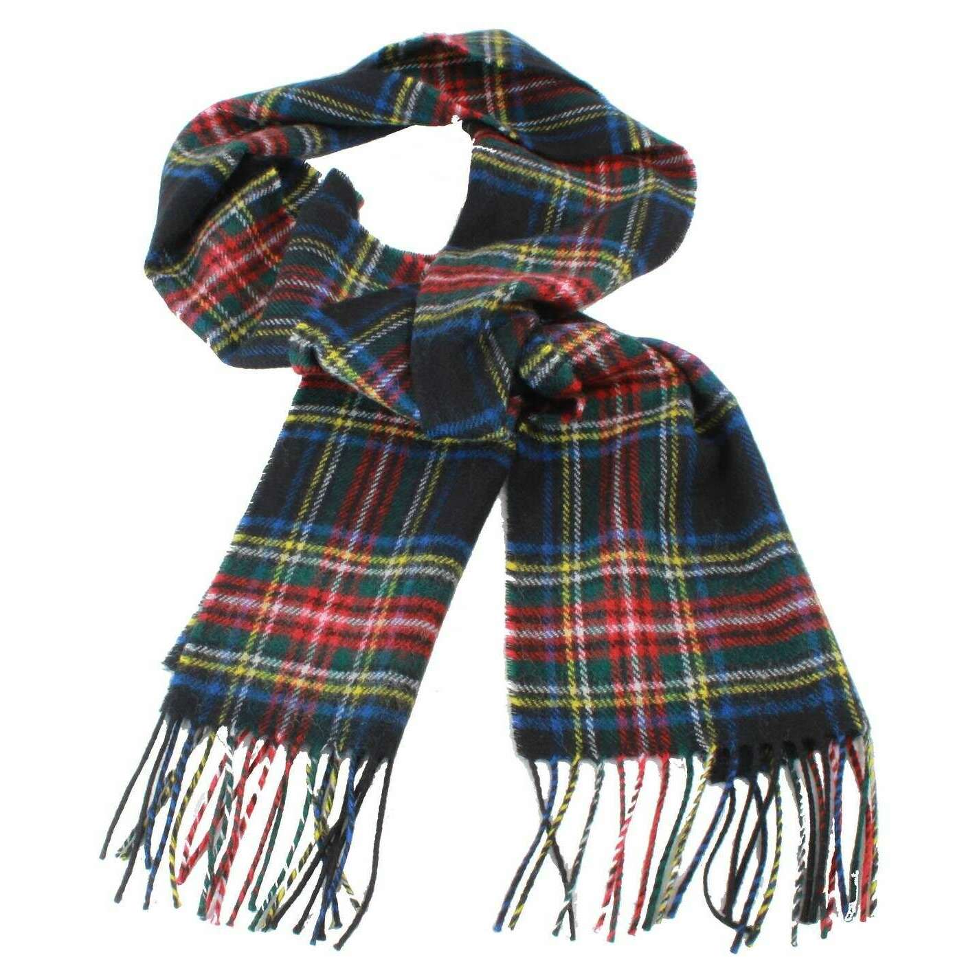 Ingles Buchan Stewart Black Modern Lambswool Scarf - Black/White/Green - Image 2