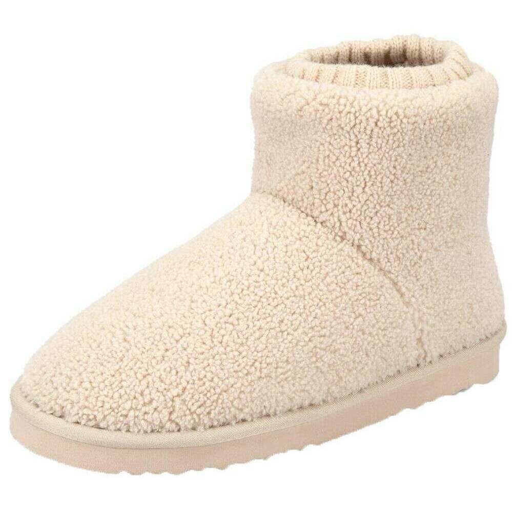 Isotoner Borg Boot Slippers - Cream - Image 2