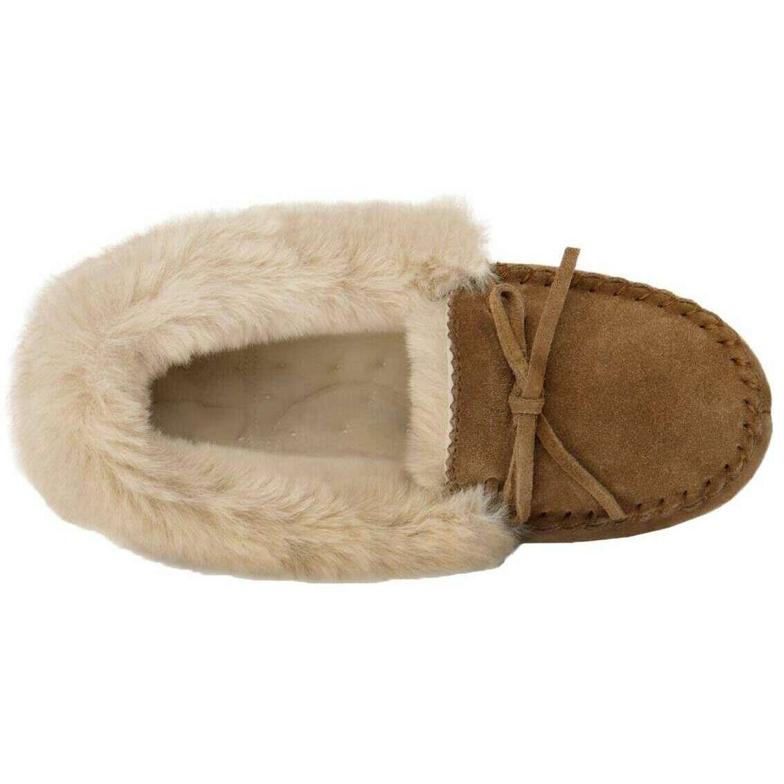 Isotoner Genuine Suede Moccasin Slippers - Tan - Image 4