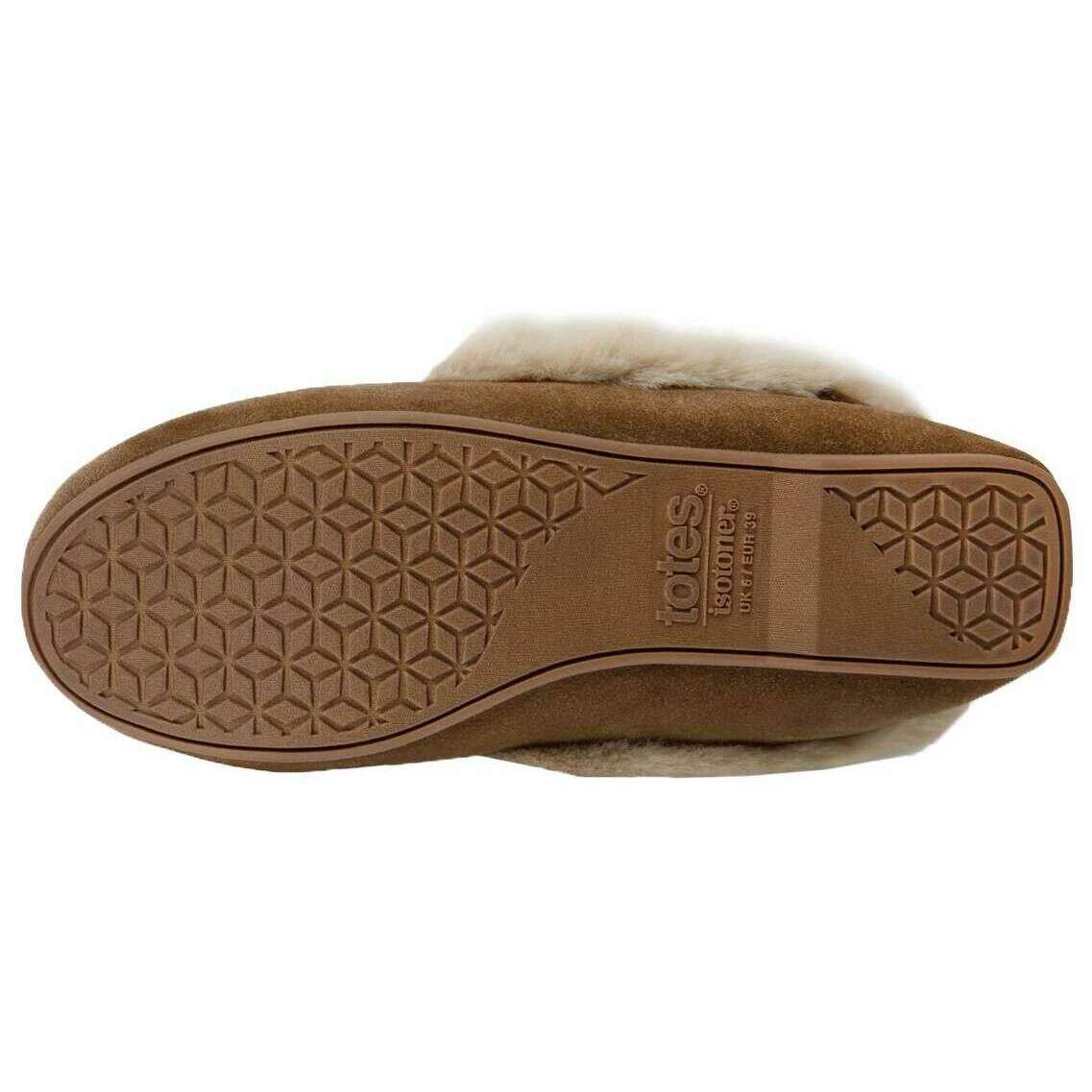 Isotoner Genuine Suede Moccasin Slippers - Tan - Image 5