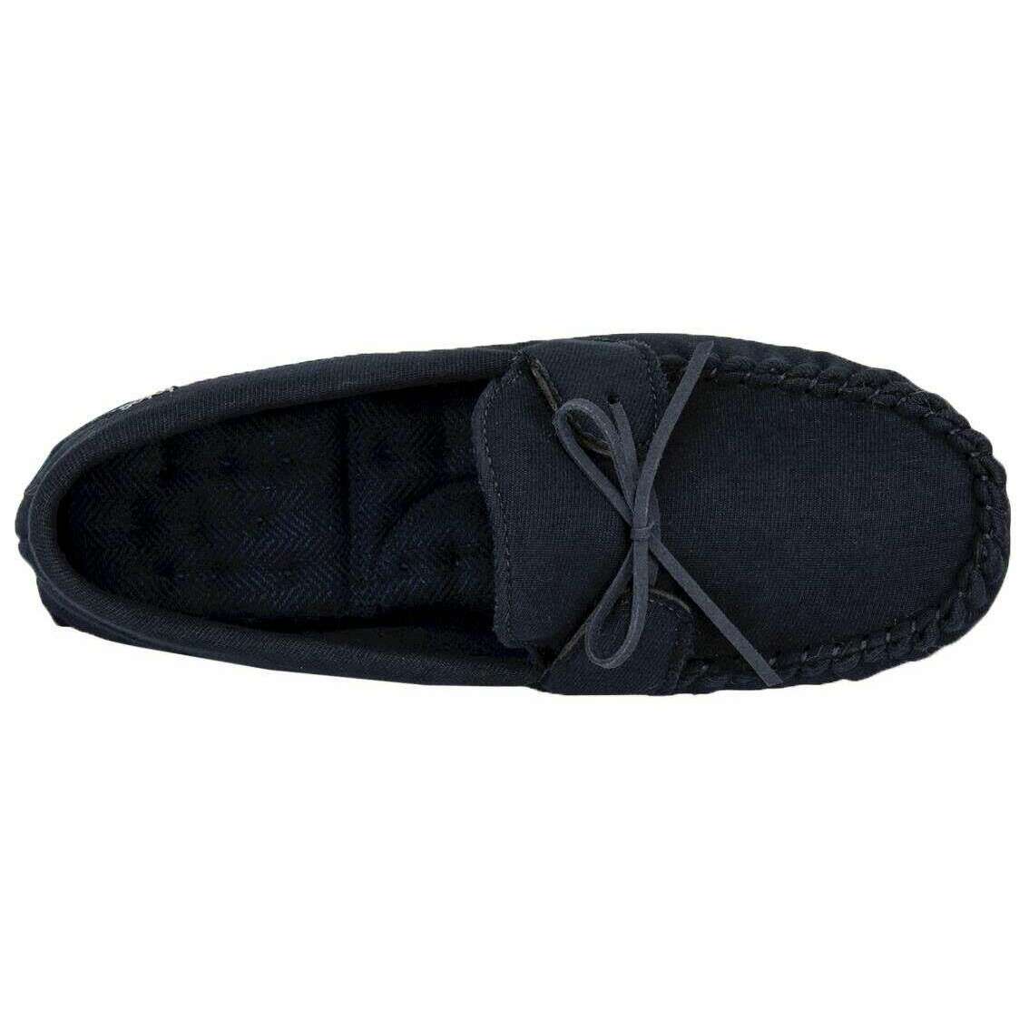 Isotoner Herringbone Lined Moccasin Slippers - Navy - Image 4