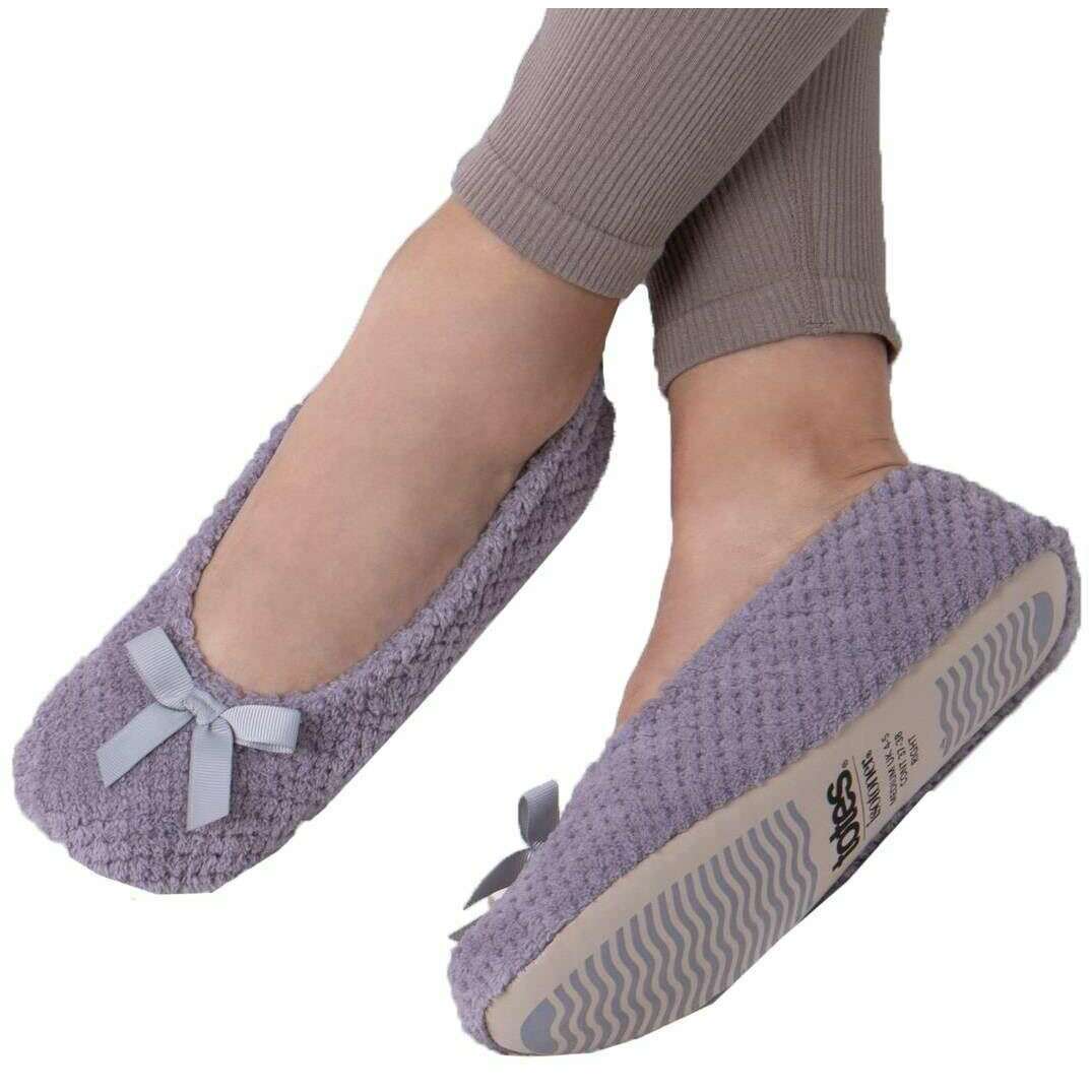 Isotoner Popcorn Ballet Slippers - Pale Grey - Image 6