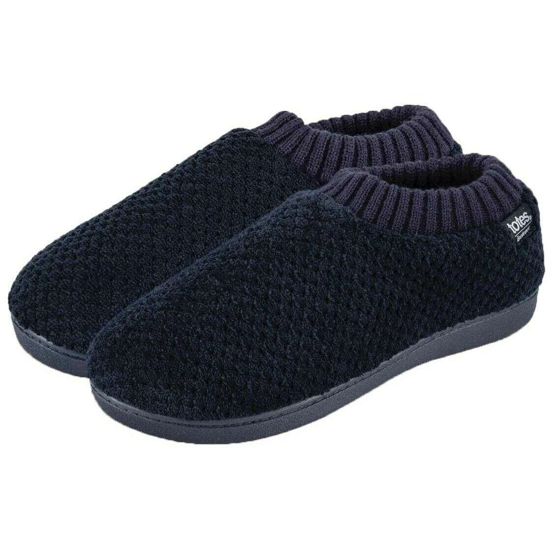 Isotoner Popcorn Full Back Bootie Slippers - Navy