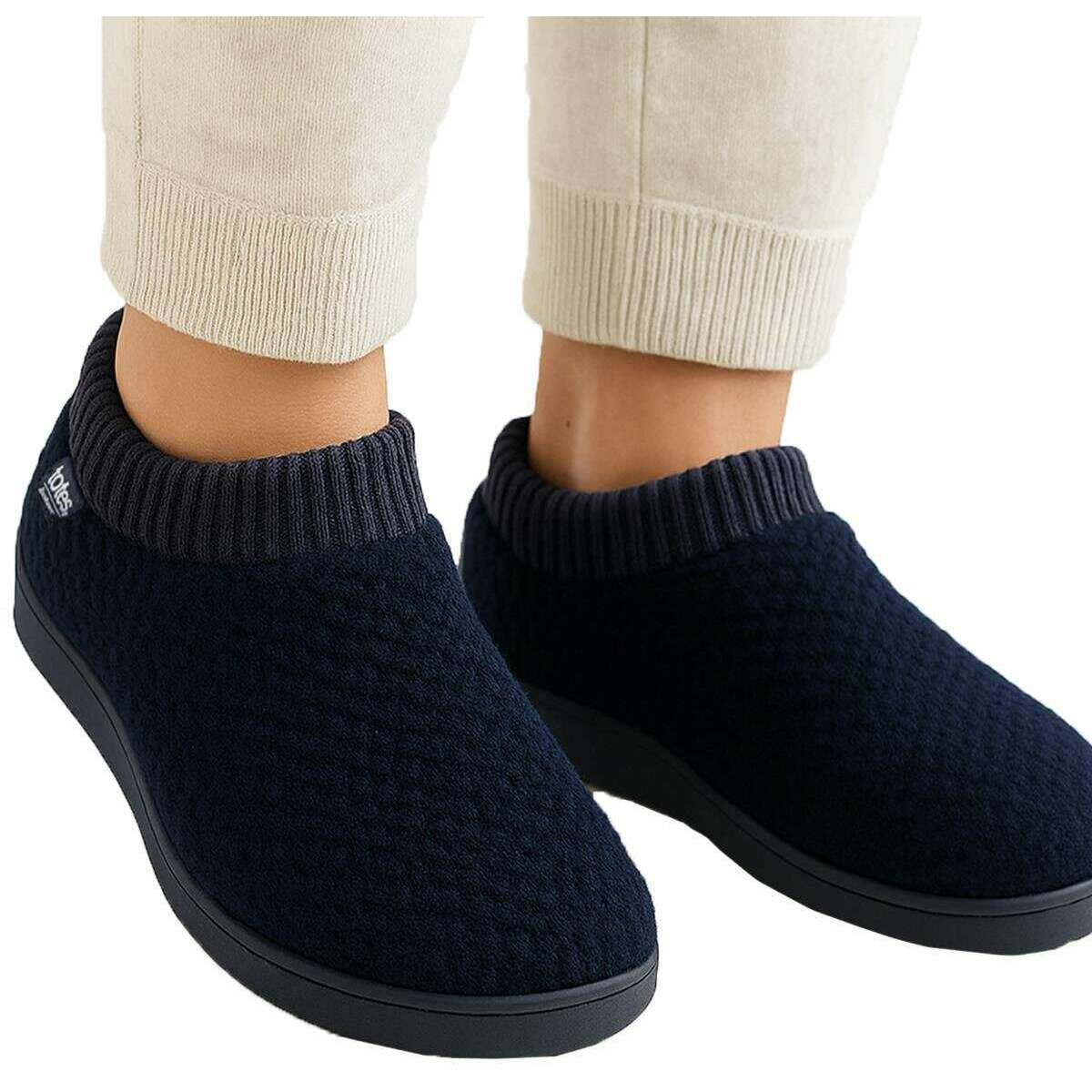 Isotoner Popcorn Full Back Bootie Slippers - Navy - Image 6