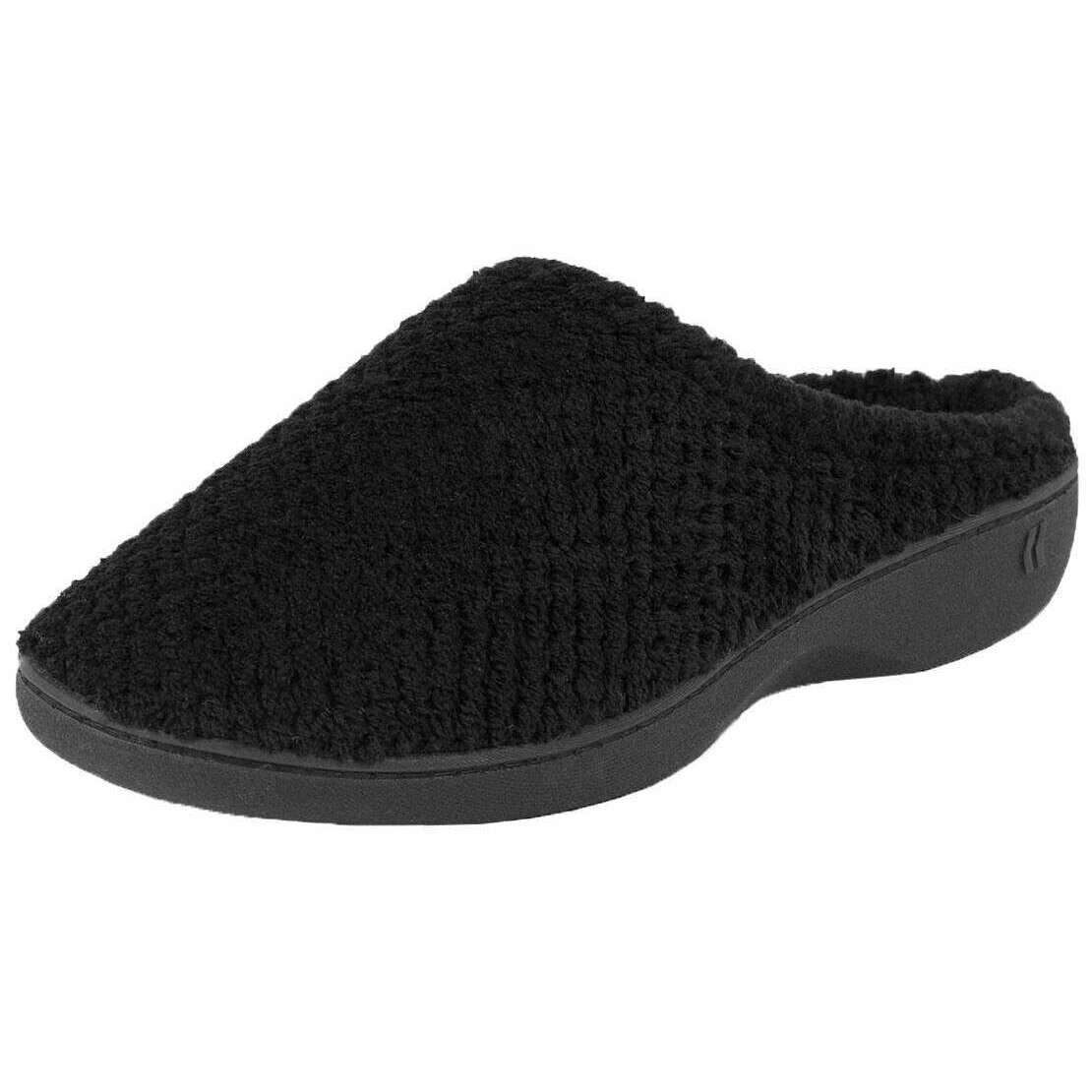 Isotoner Popcorn Terry Mule Slippers - Black - Image 2